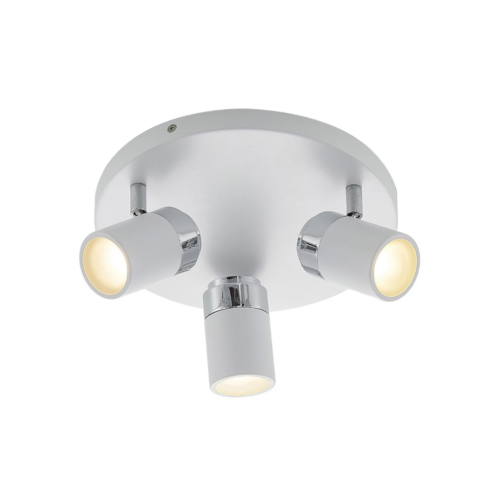 Lindby spot Kardo, rond, 3 lampes, blanc, métal, IP44