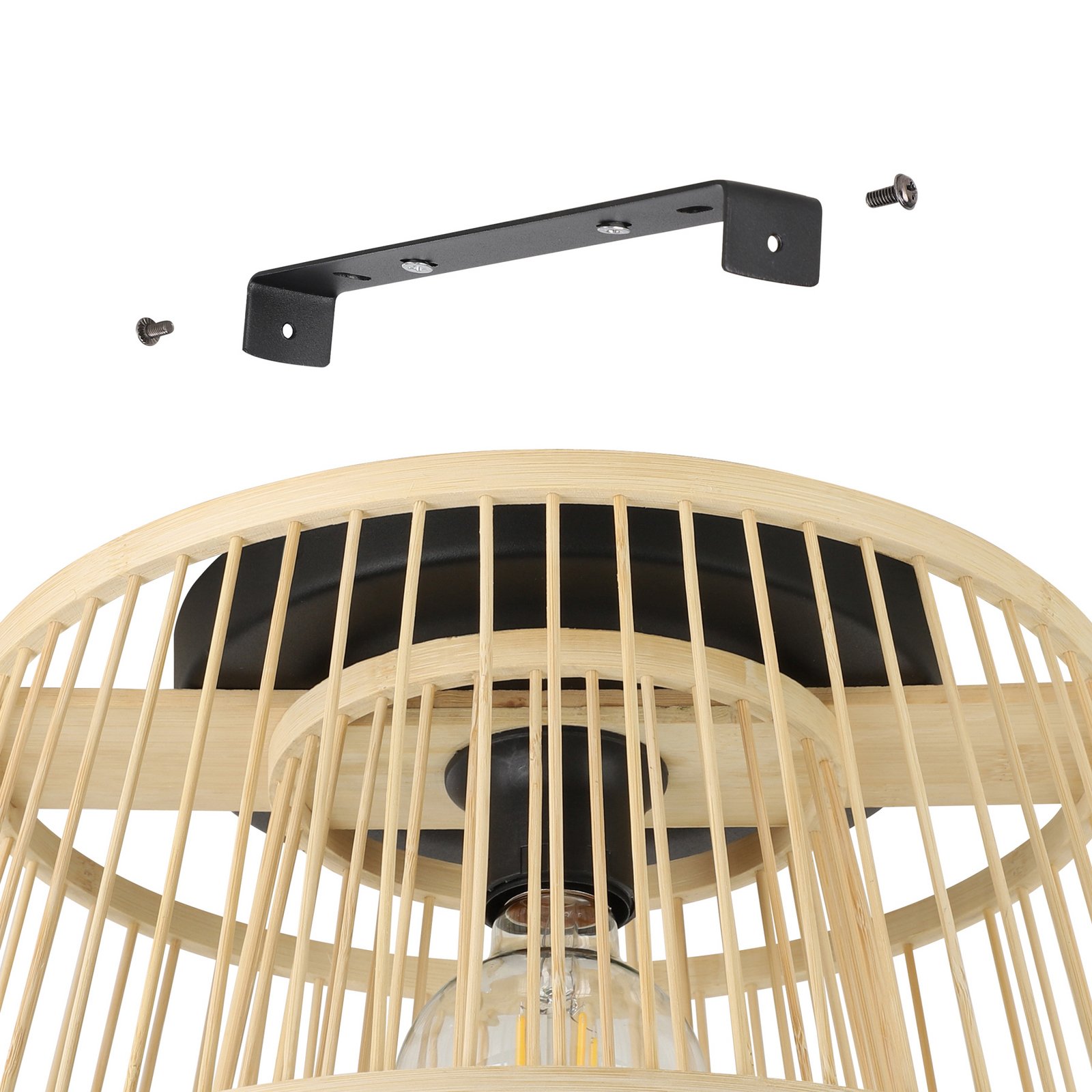 Hykeham griestu gaismeklis, Ø 38 cm, dabīgs, bambuss