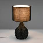Sprout table lamp, rattan and fabric, black