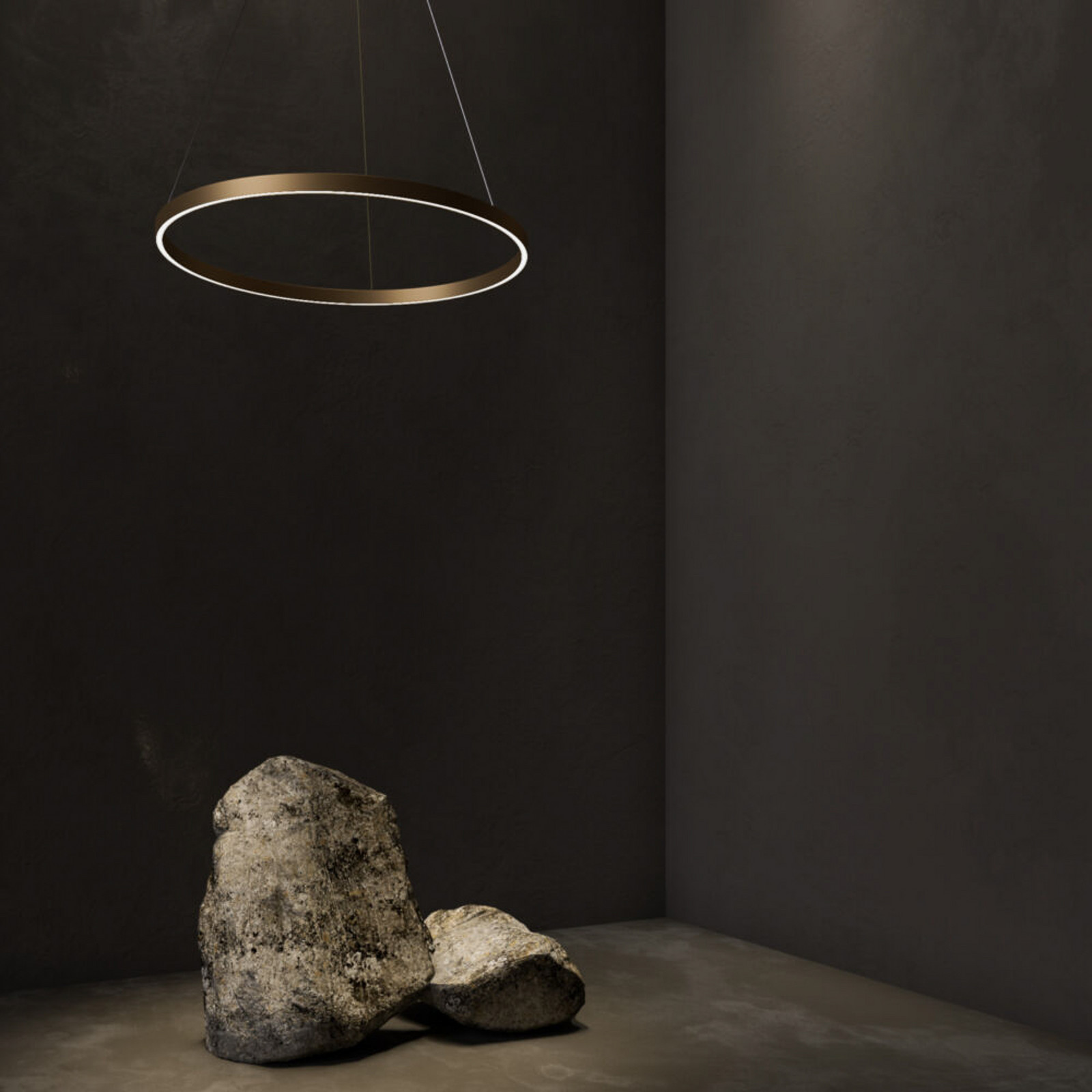 Maytoni Lampă suspendată LED Rim 1 bec culoare alamă Ø60cm 4000K - Camera de zi / sufragerie - modern - Aluminiu