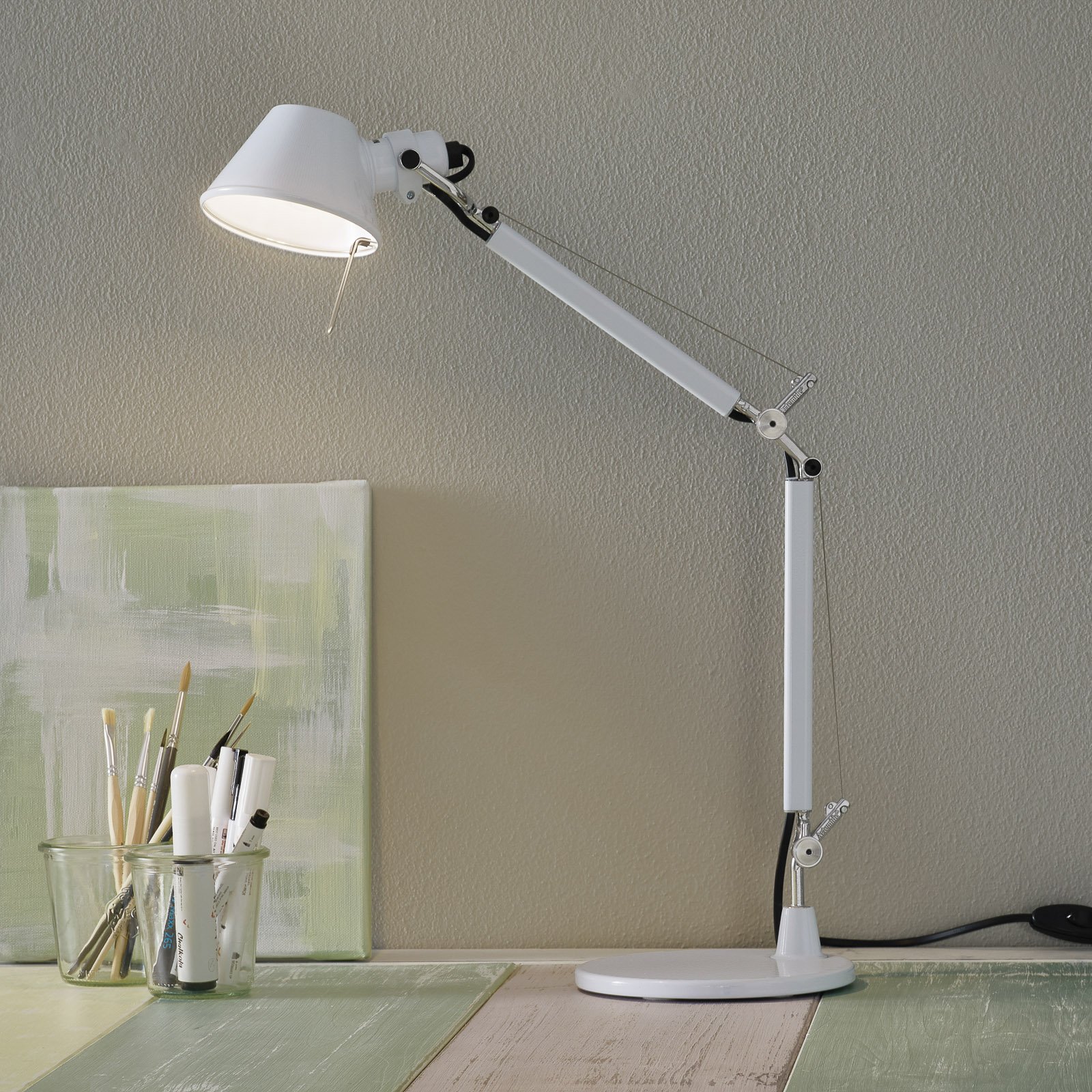Artemide Tolomeo Micro designer table lamp, white, for Workroom / Office, aluminium, E14, 46 W, energy efficiency: A++, H: 73 cm