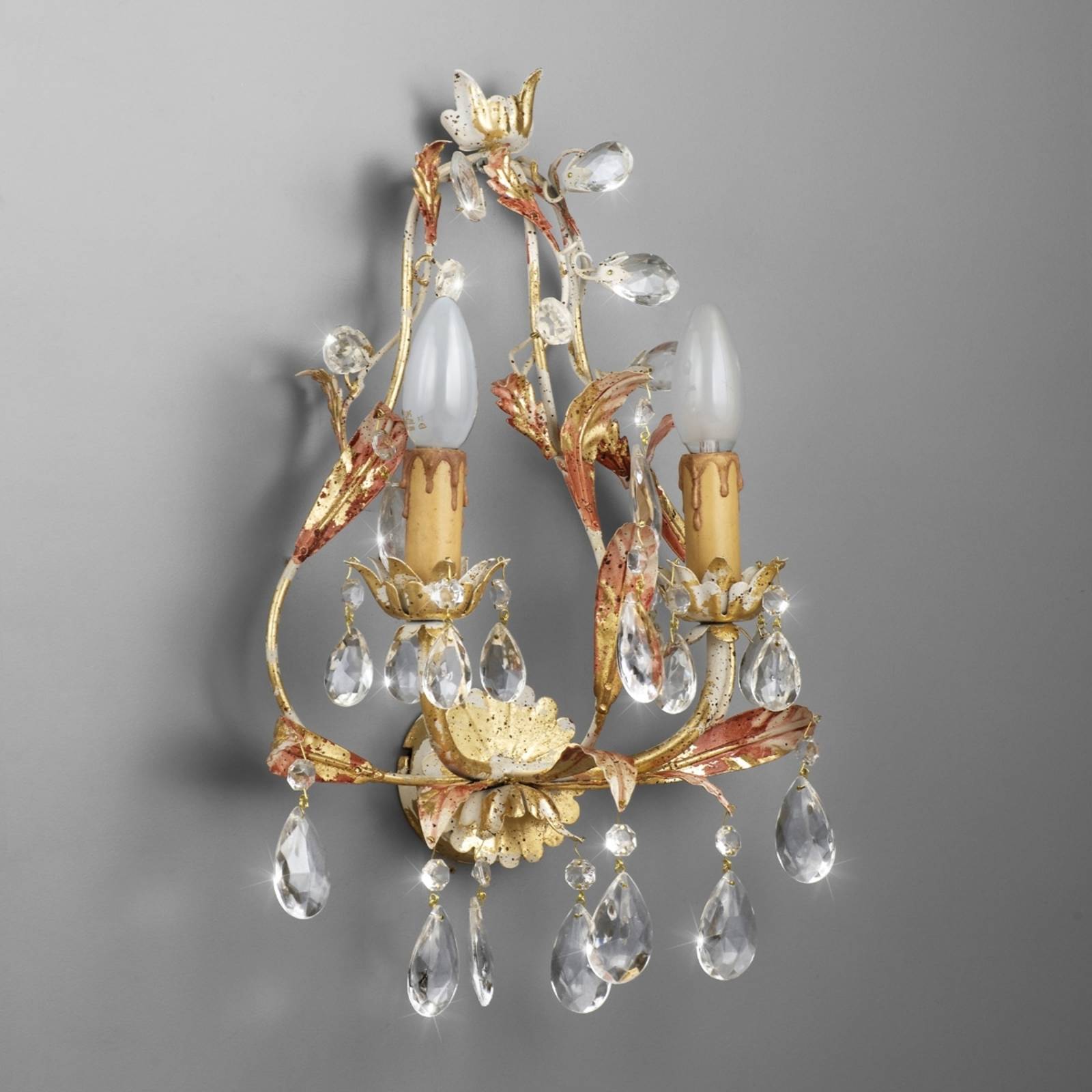 PERUGIA two-bulb wall light lead crystal