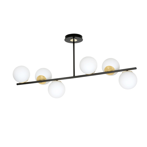 Deckenlampe Kiba, schwarz/gold, sechsflammig