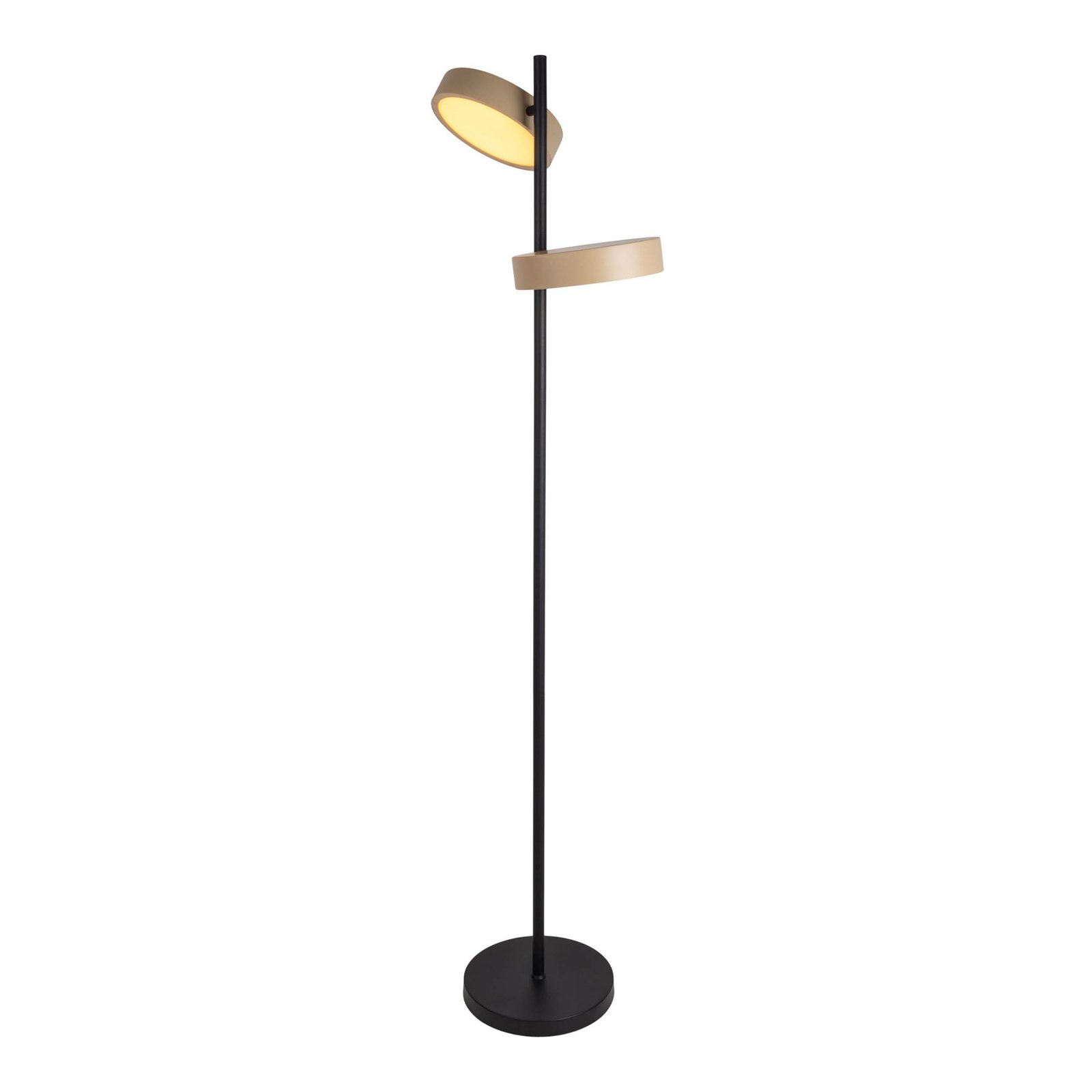 LED floor lamp Tessa black/beige 165 cm Touchdim CCT 2-bulb.