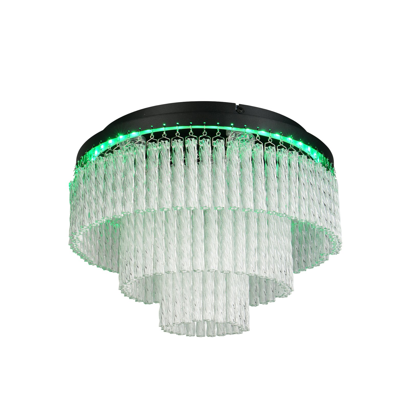 LED οροφής Vono, μαύρο/διαφανές, Ø 40 cm, CCT, RGB Remote