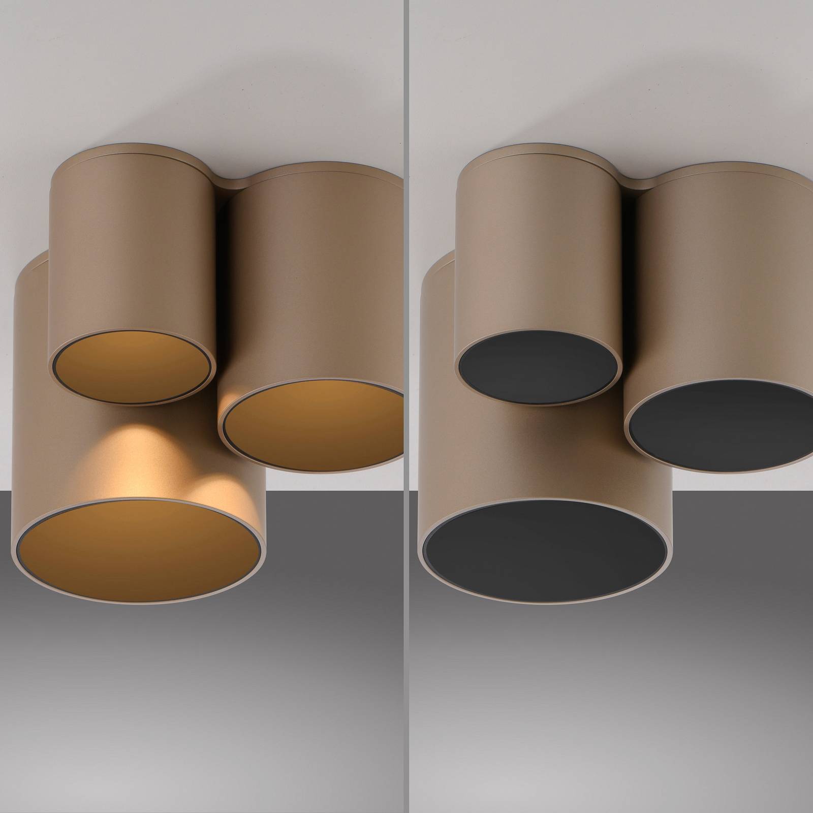 PURE lampa sufitowa LED do łazienki Point, kolor brązowy, 18 cm, 3-punktowa.