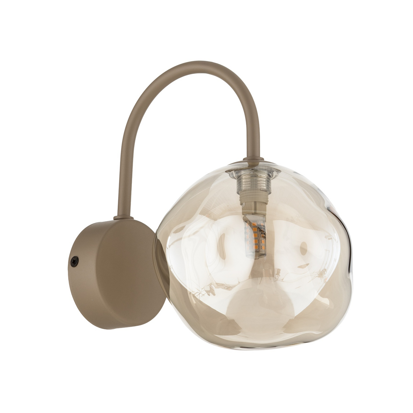 Vegglampe Lava, beige, glass, høyde 21 cm, G9