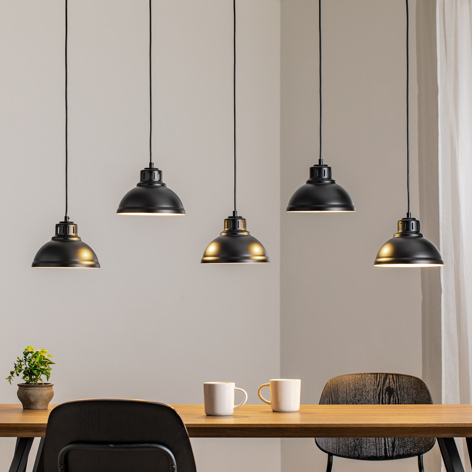 Luminex Lampă suspendată Sven 5 becuri negru oțel E27 - Camera de zi / sufragerie - Design industrial - Metal