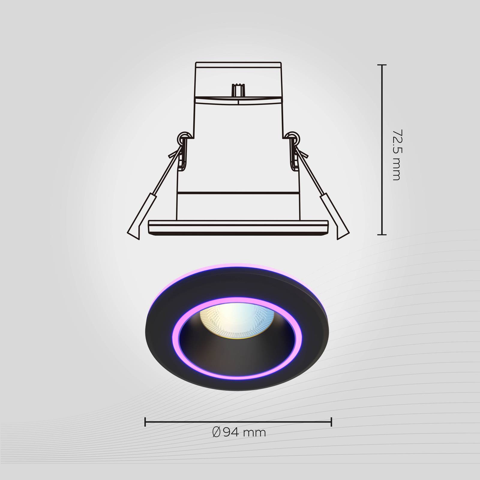 Calex Smart Halo vstavané downlight CCT RGB čierna