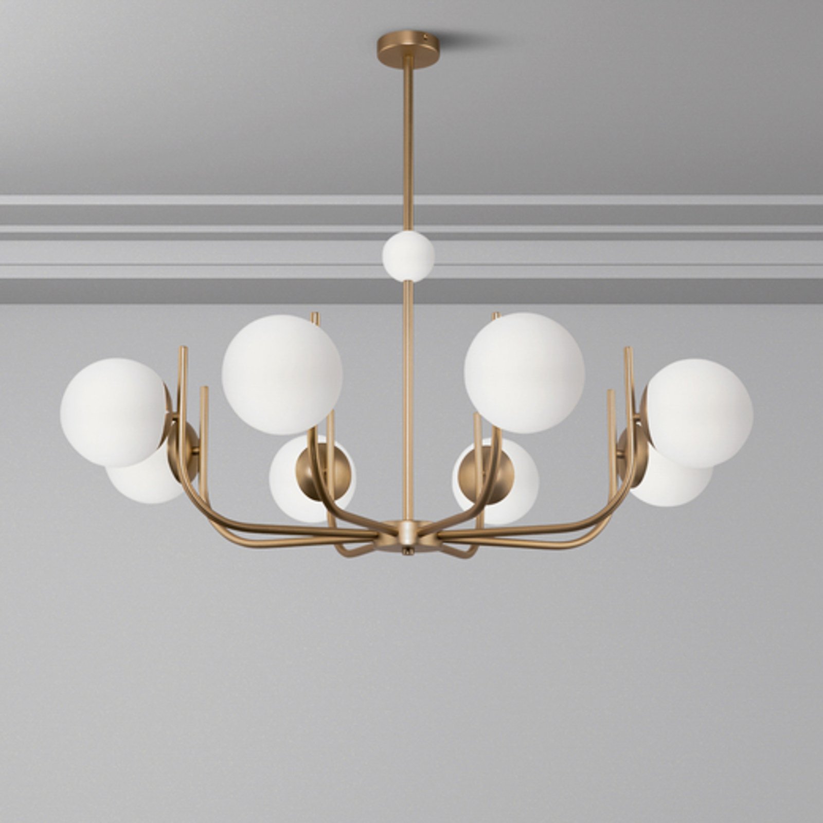 Maytoni pendant light Rendez-vous, 8-bulb, brass-coloured