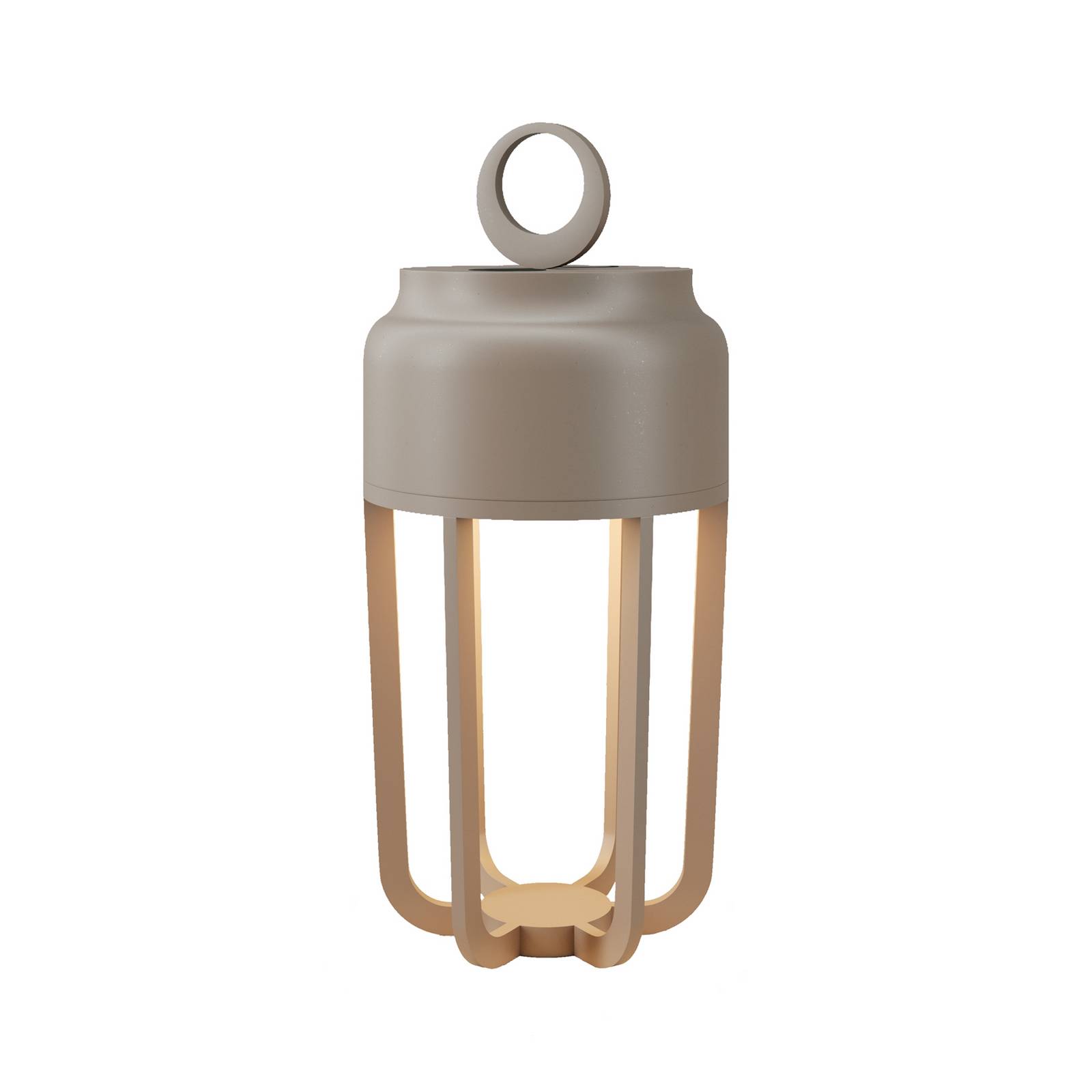 LED-Akku-Tischlampe Vetra, beige, Höhe 22 cm Metall IP54 dim