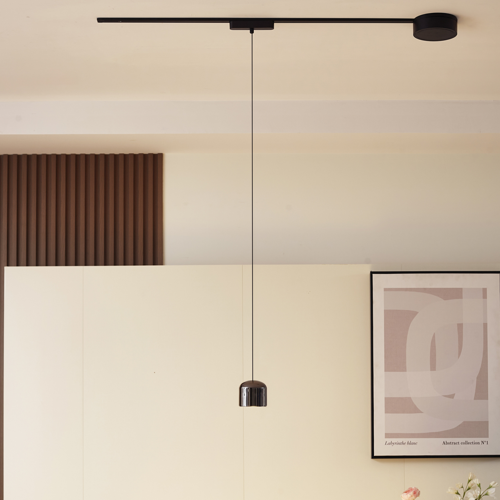 Suspension LED Lindby Lumaro, noir, Ø 8,2 cm, aluminium, 48V