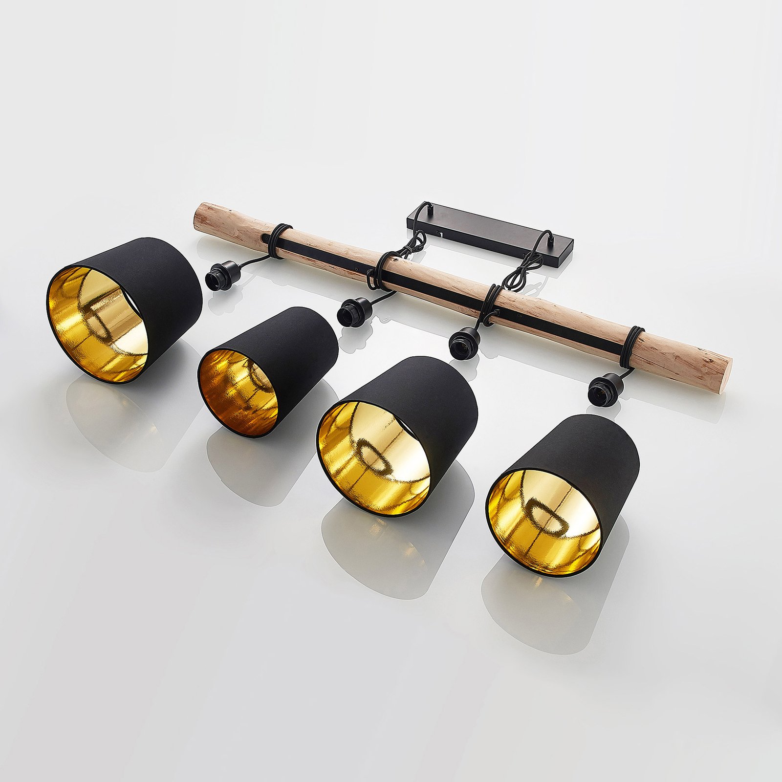 Lindby Hinai hængelampe, sort, guld