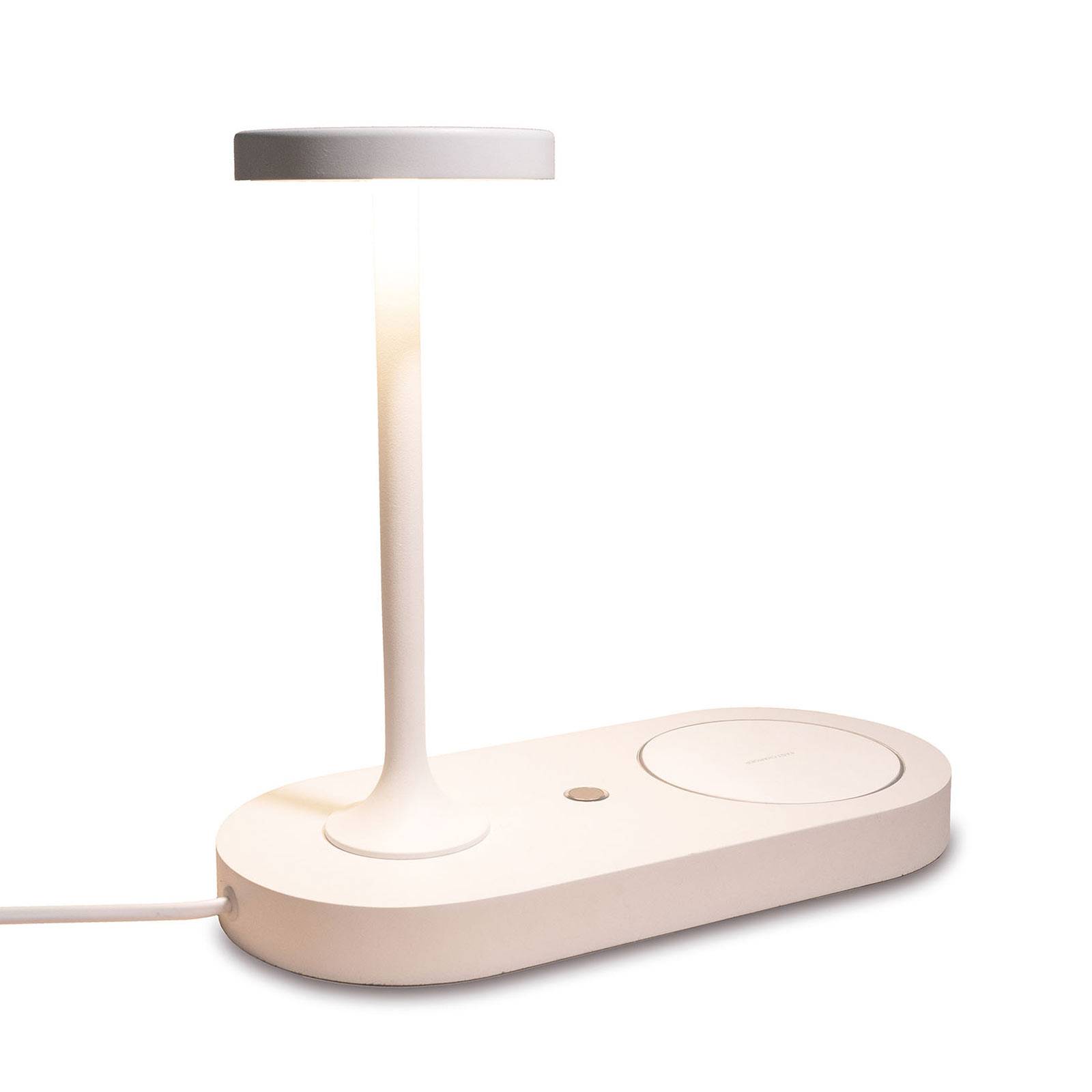 Lampe à poser LED Ceres avec chargeur blanche