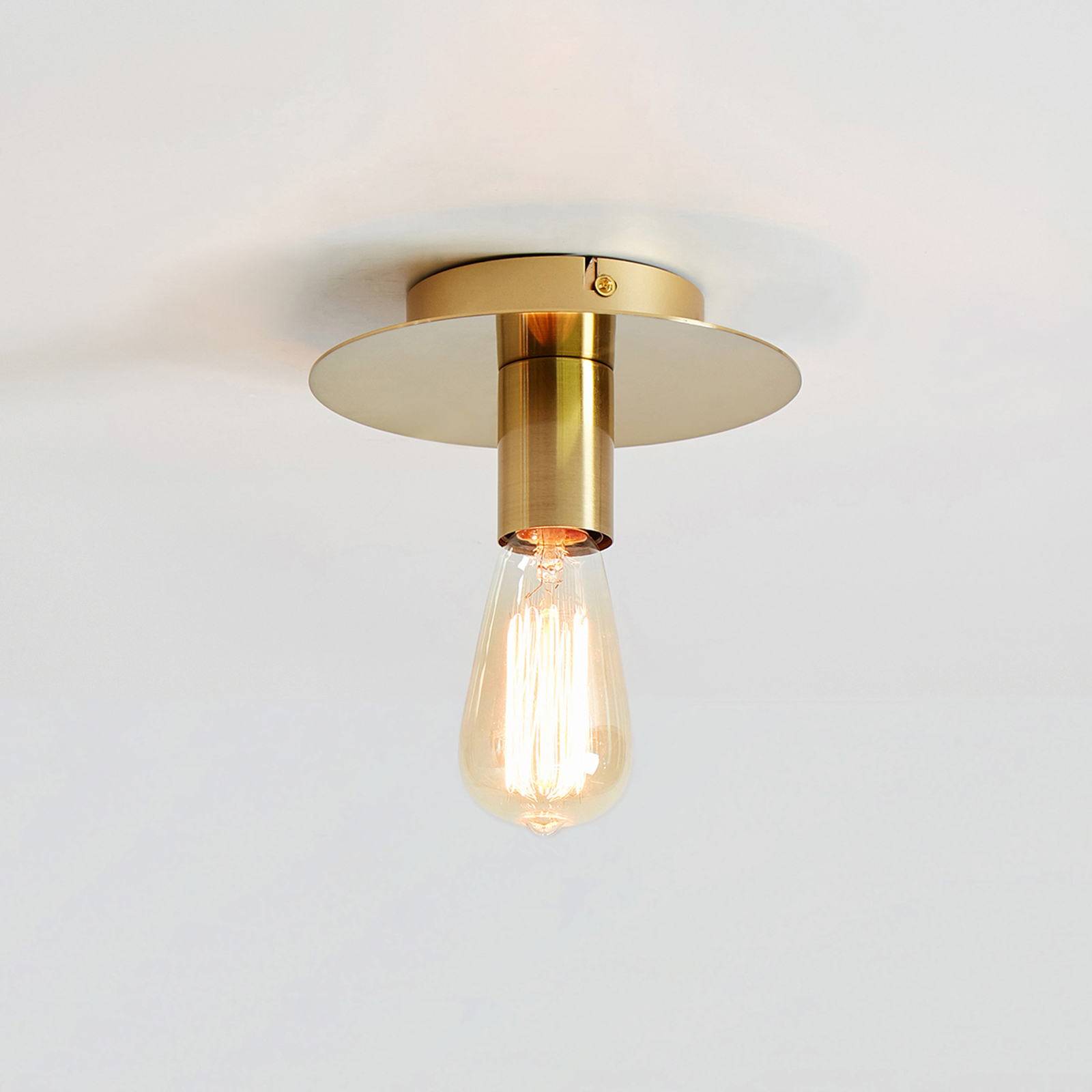 Piatto ceiling light, exposed bulb, E27, brass