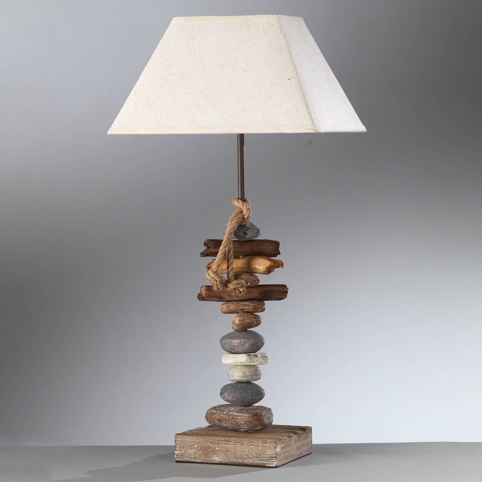 Tafellamp Seregon met steendecoratie, hoogte 63 cm