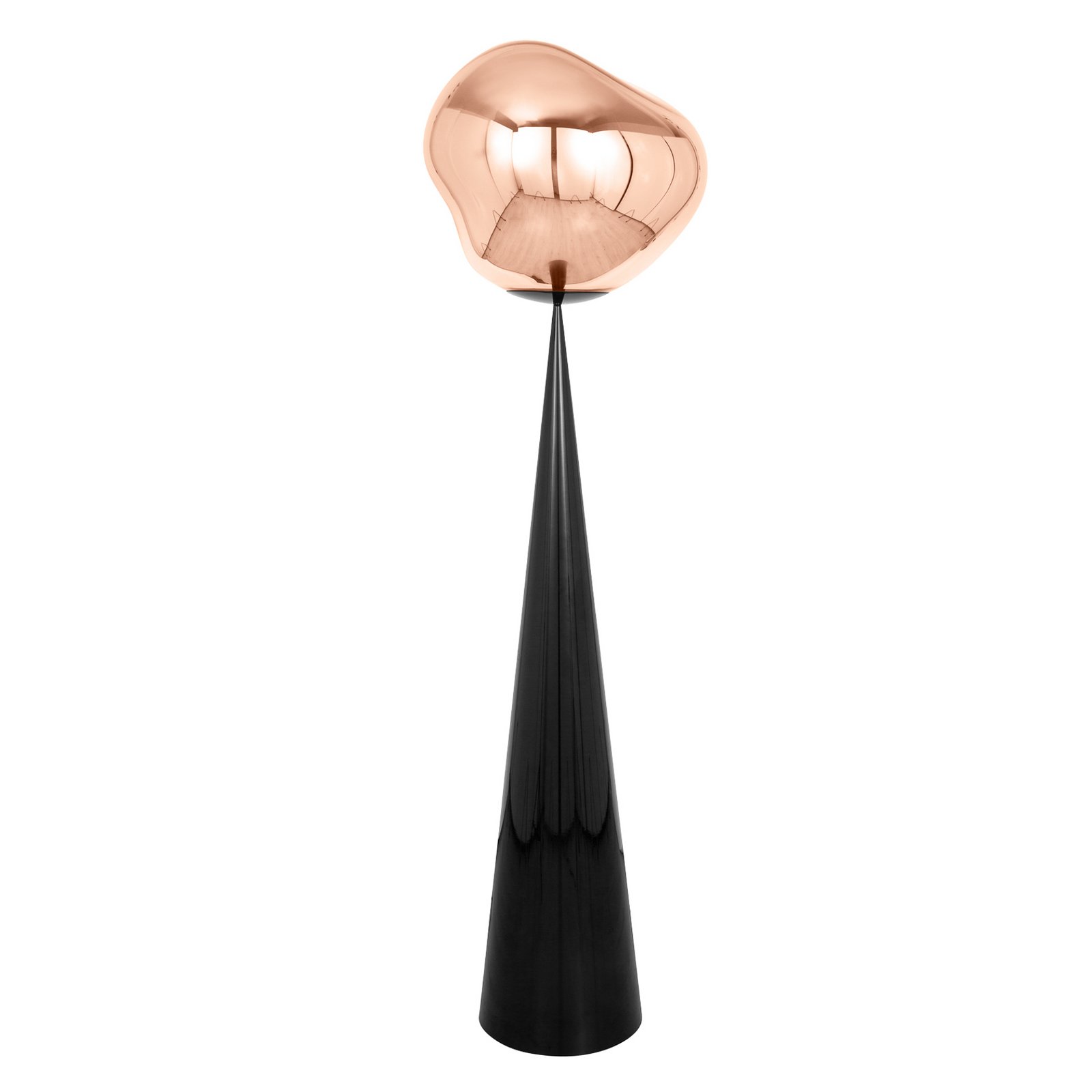 Tom Dixon Melt Cone Fat, copper-coloured, black base, 175 cm