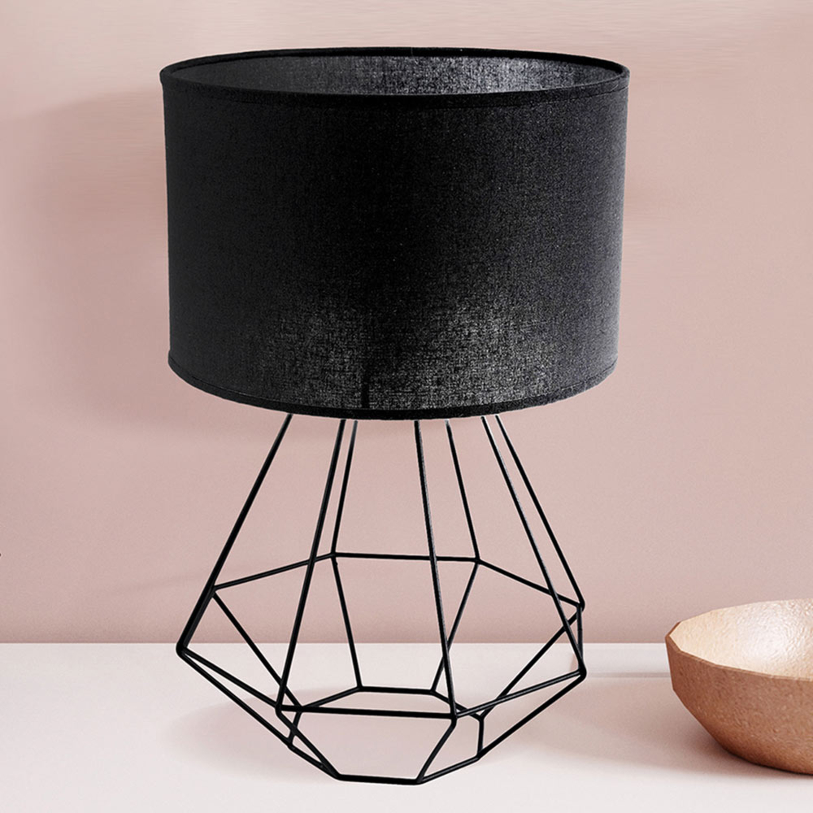 Duolla Alessio bordlampe, sort - natbordslampe - natlampe - moderne lampe stue/spisestue - sort - syntetisk fibertekstil, metal