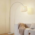 Lindby Bogenleuchte Helin, beige, Textil, Höhe 198,5 cm