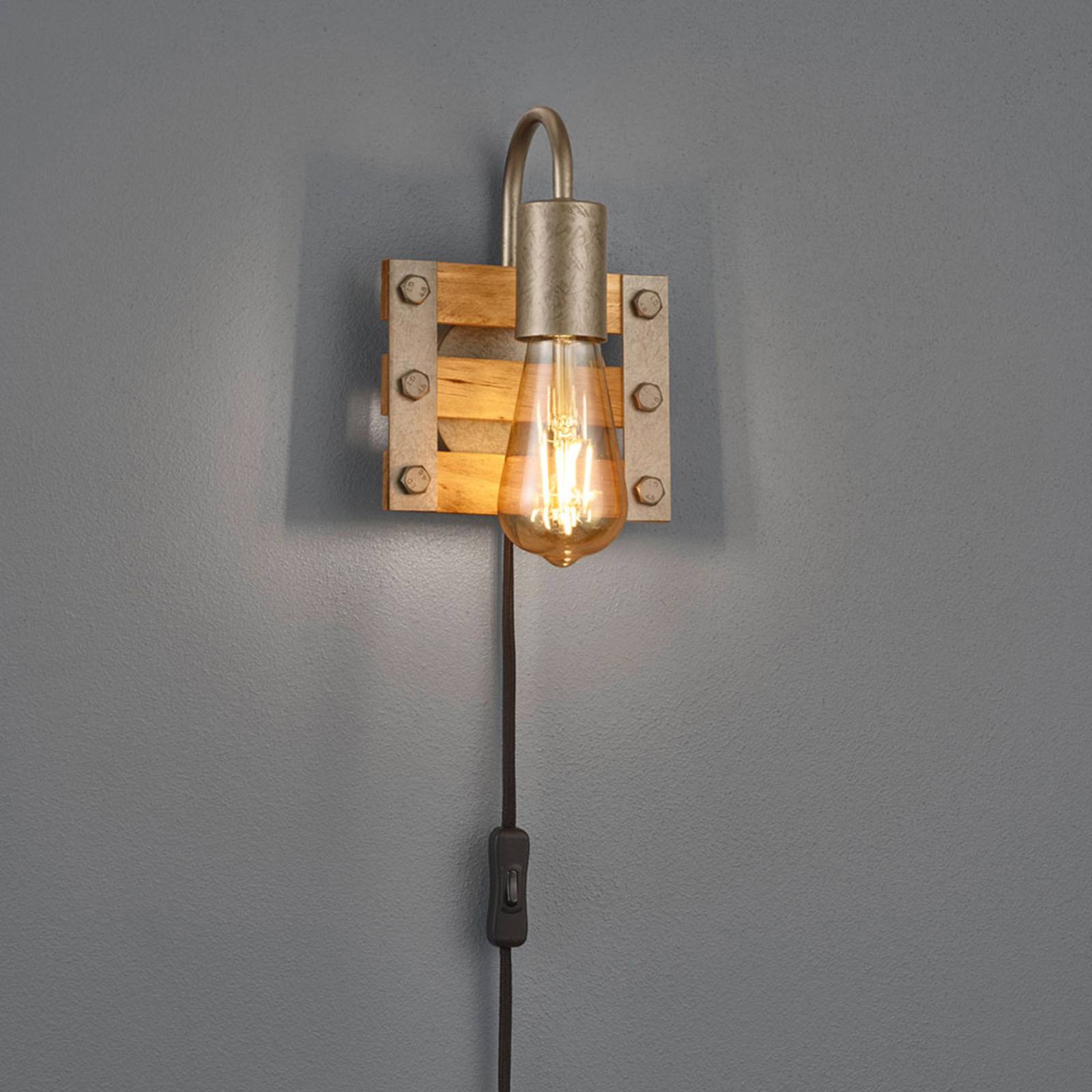 Trio Lighting Vägglampa Khan vintage kabel + kontakt 1 lampa