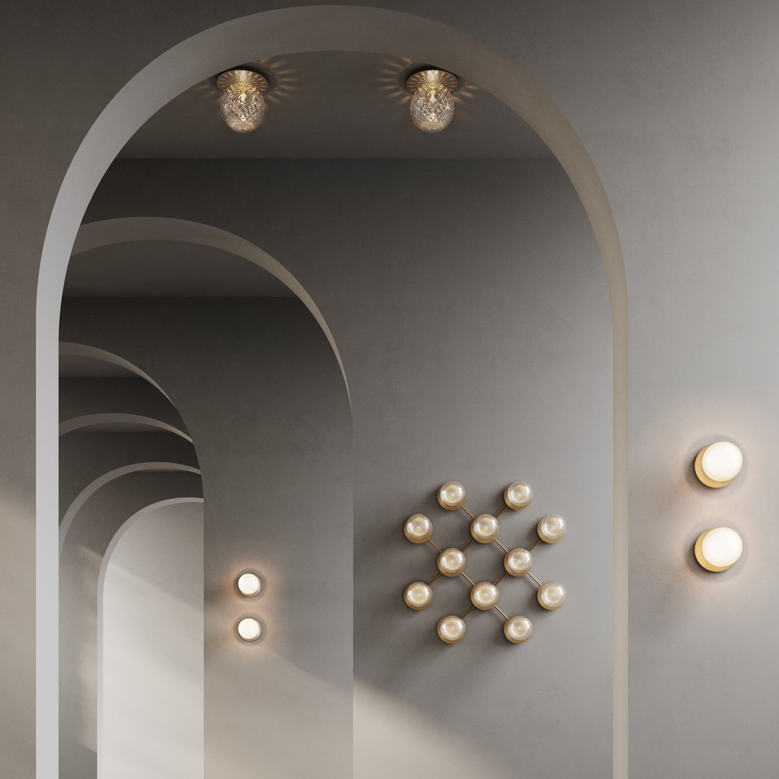 Liila 1 stor væglampe, varmhvid, IP44, guld/hvid Liila 1 Large Nuura Aps - Stue - Design - Glas - Kugle billede