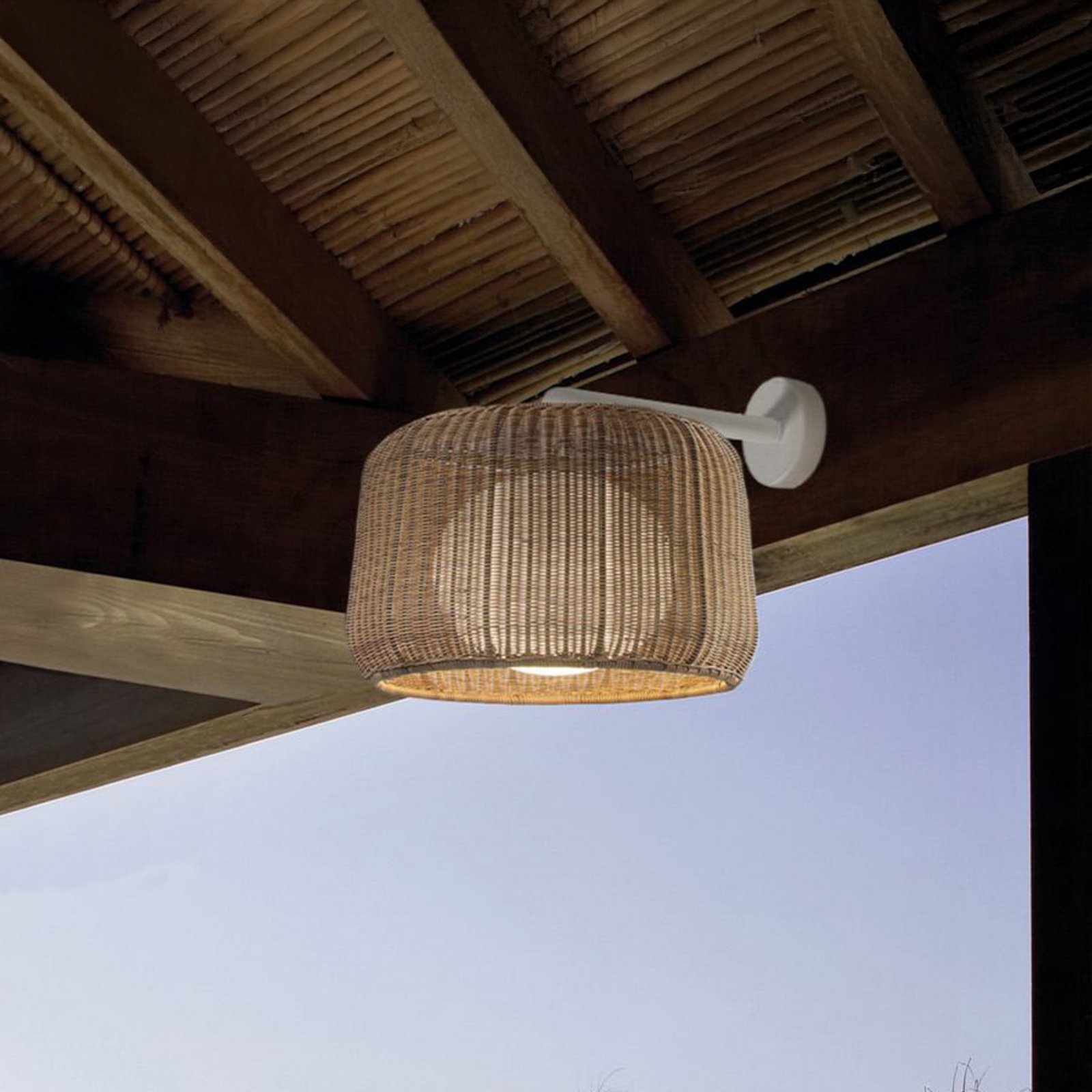 Lampă de perete de exterior Bover Fora A, alb natural/bej, Ø 50 cm, E27