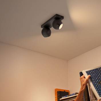 Philips Hue Buckram 2 focos atenuador negro