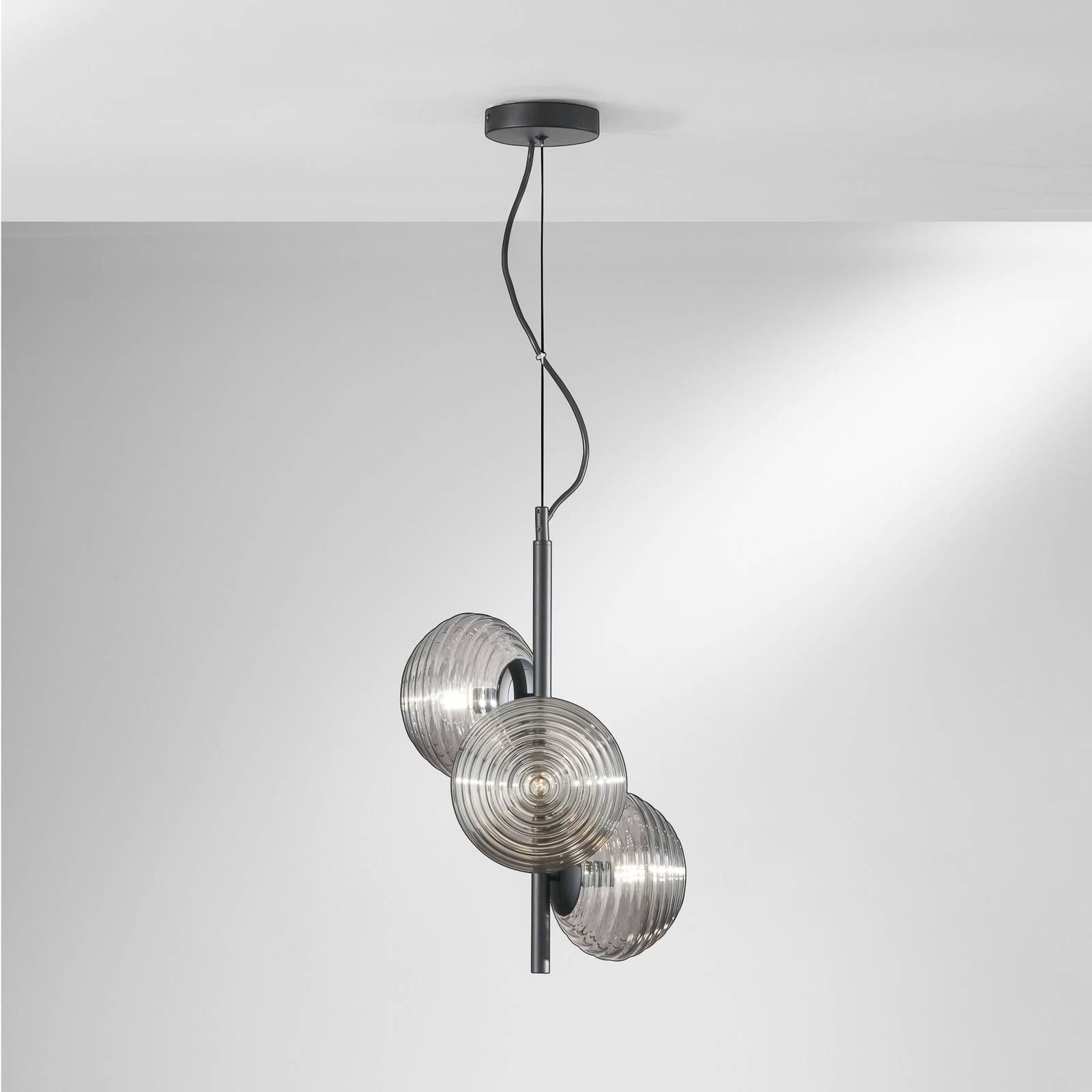 Lampa wisząca Ripple, czarny/chrom, 3-punktowa