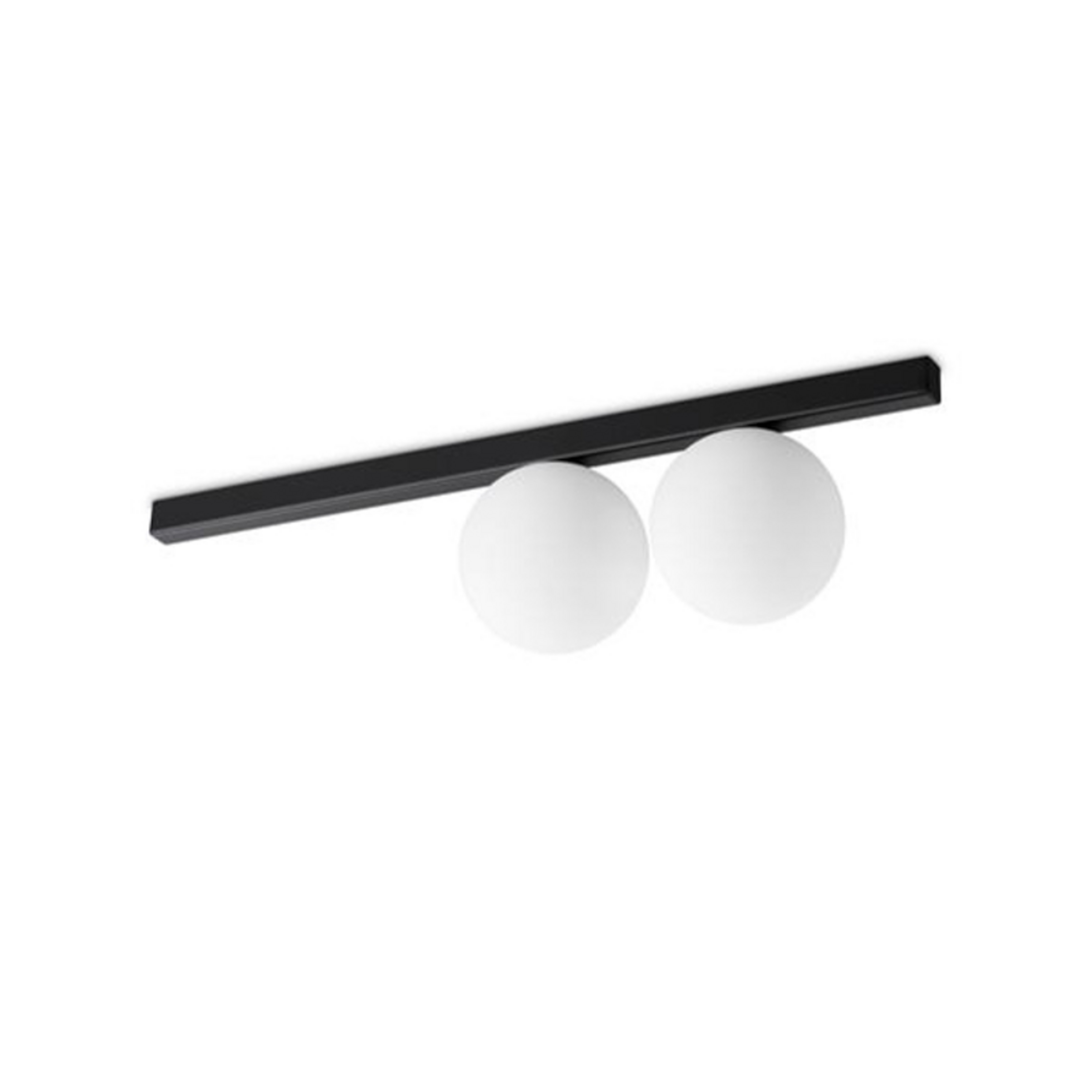 Ideal Lux Deckenlampe Binomio, schwarz, 2-flg., Metall, Glas