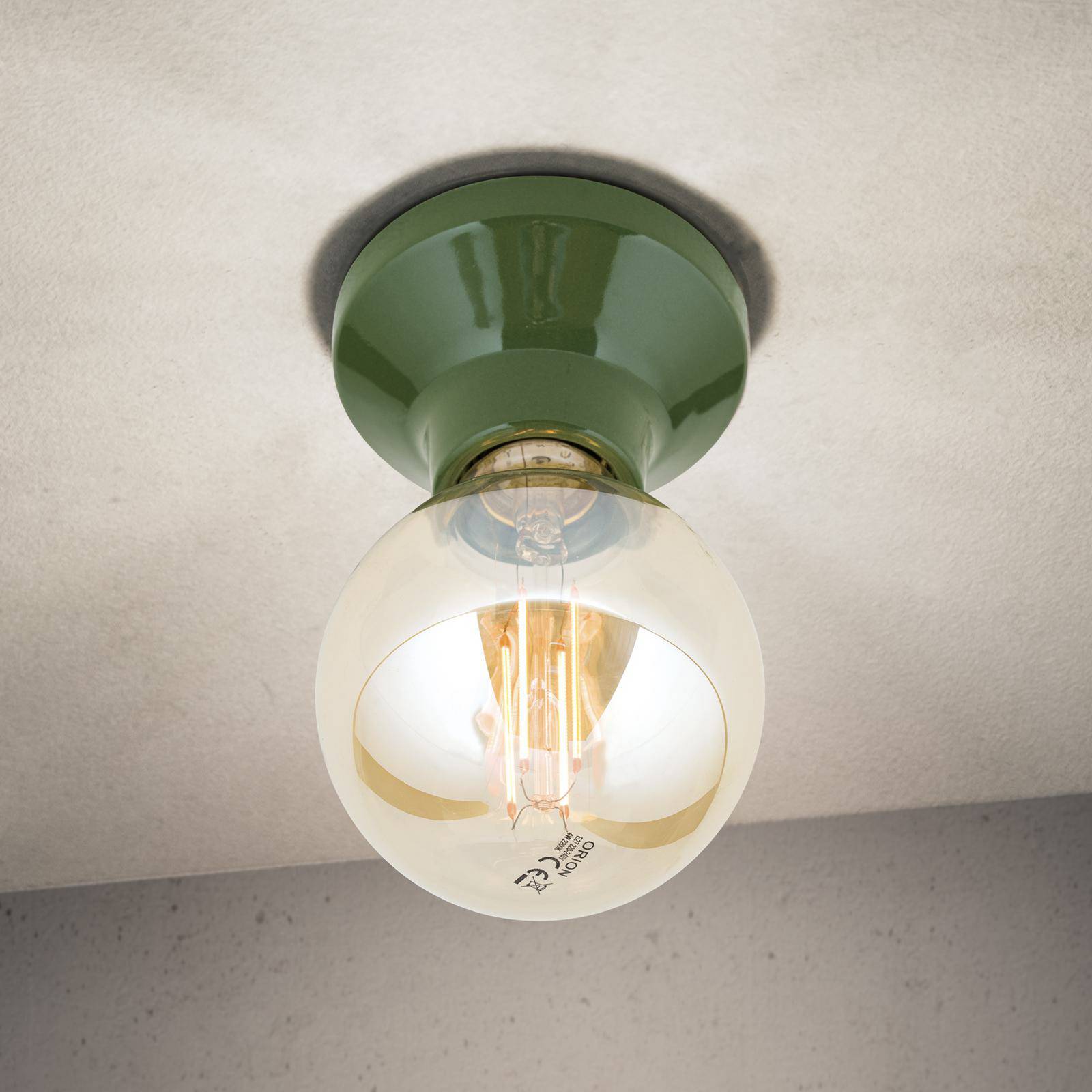 Lampa sufitowa Frost, zielona, ceramiczna, E27