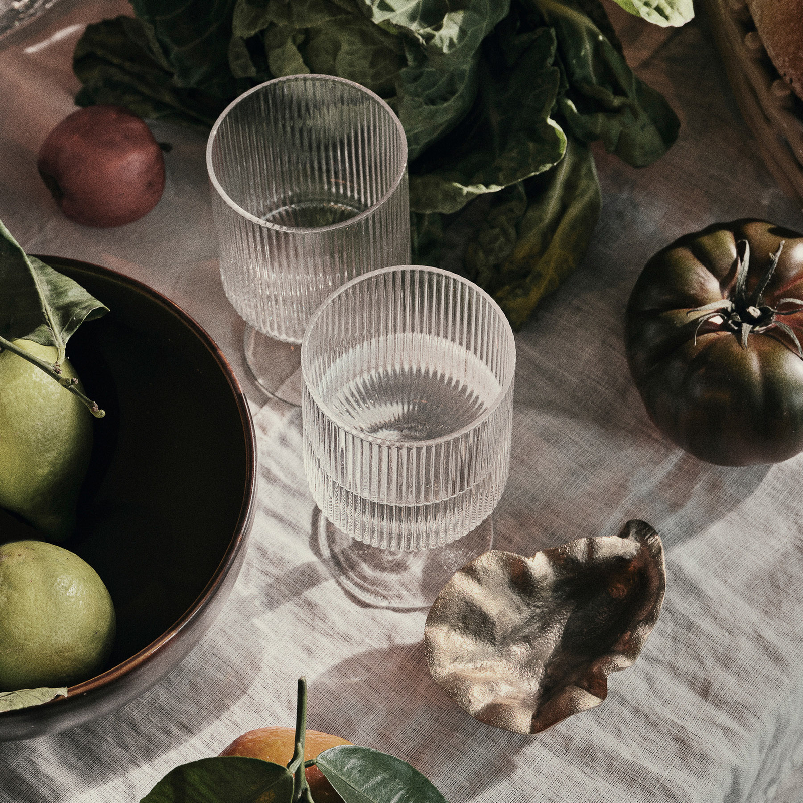 ferm LIVING Weinglas Ripple, 270 ml, mundgeblasen, 2er-Set
