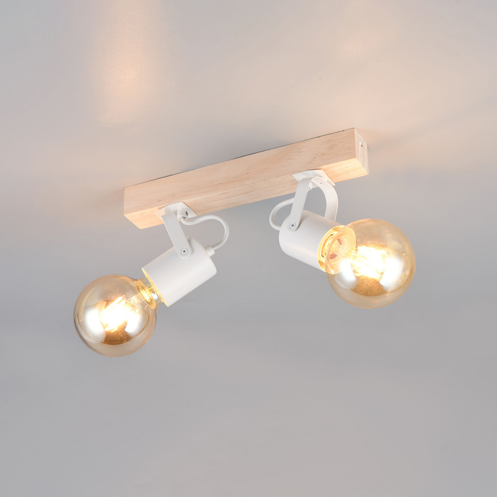 Φωτιστικό οροφής Lynar, λευκό, ξύλο, μέταλλο, μήκος 31 cm, 2 φτερά.