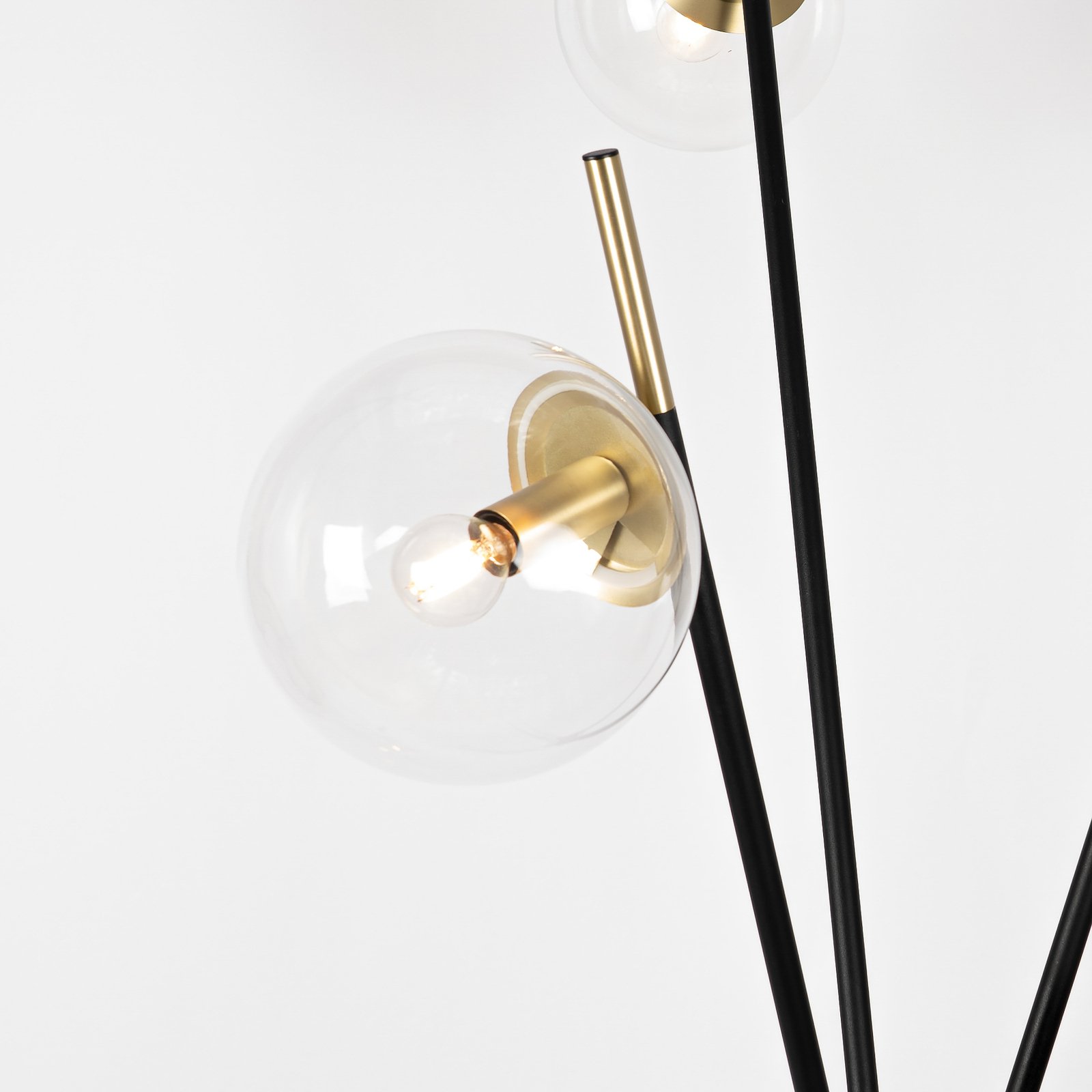 Lucande Sotiana lámpara pie 3 esferas vidrio latón