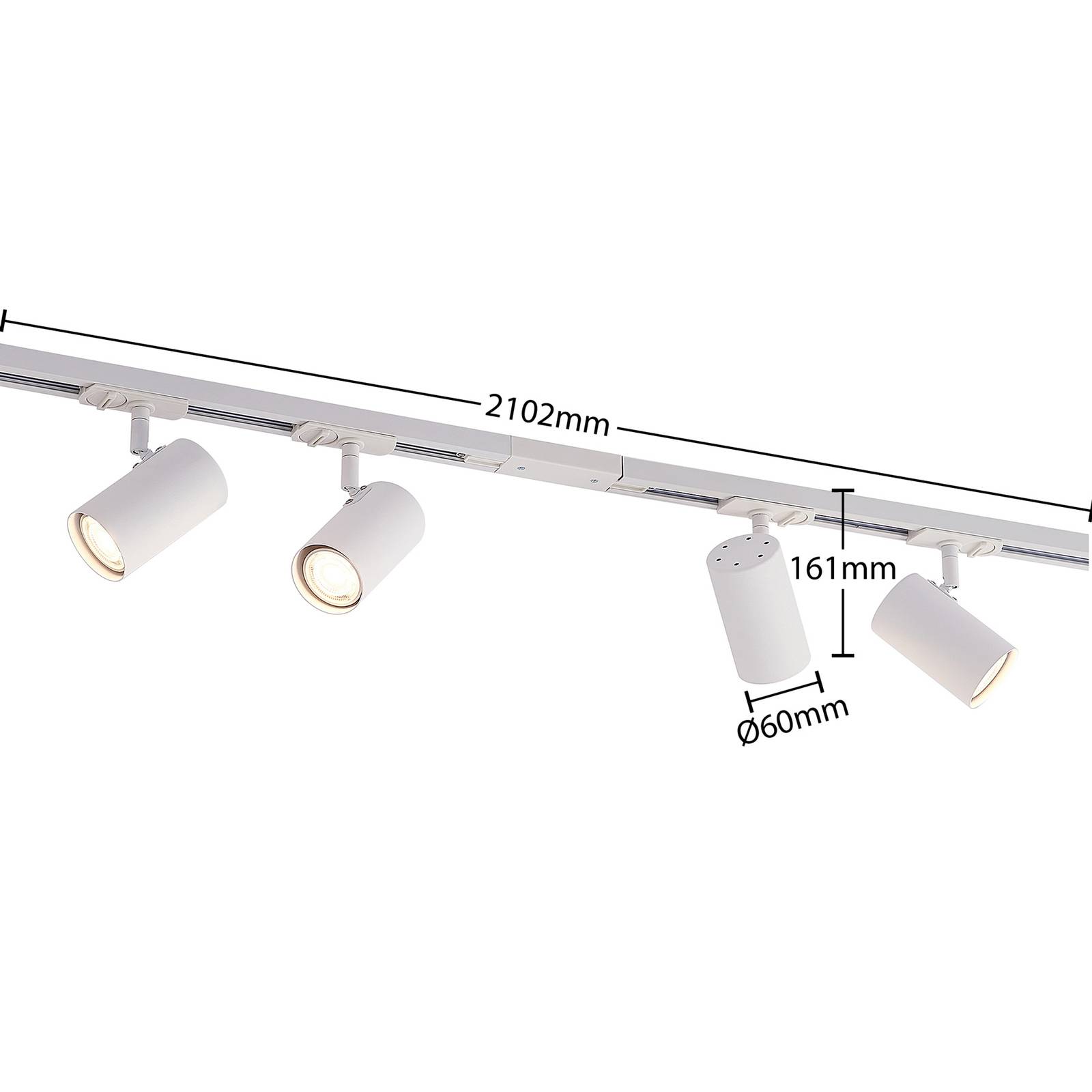 Lindby Linaro system szynowy 1-fazowy, GU10, biały, 4 x 10 W