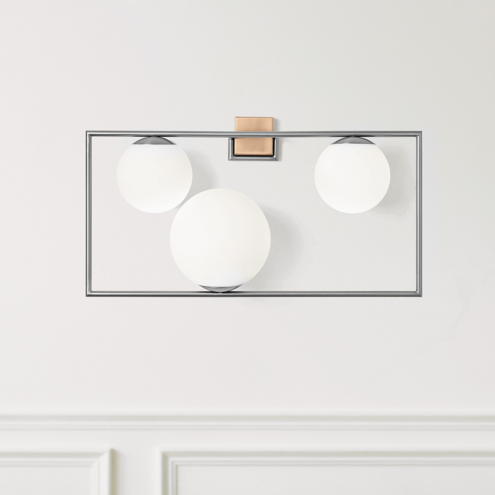 miloox by Sforzin Aplică de perete Buble culoare oțel 3 becuri sticlă - Camera de zi / sufragerie - design - oțel periat alb opal