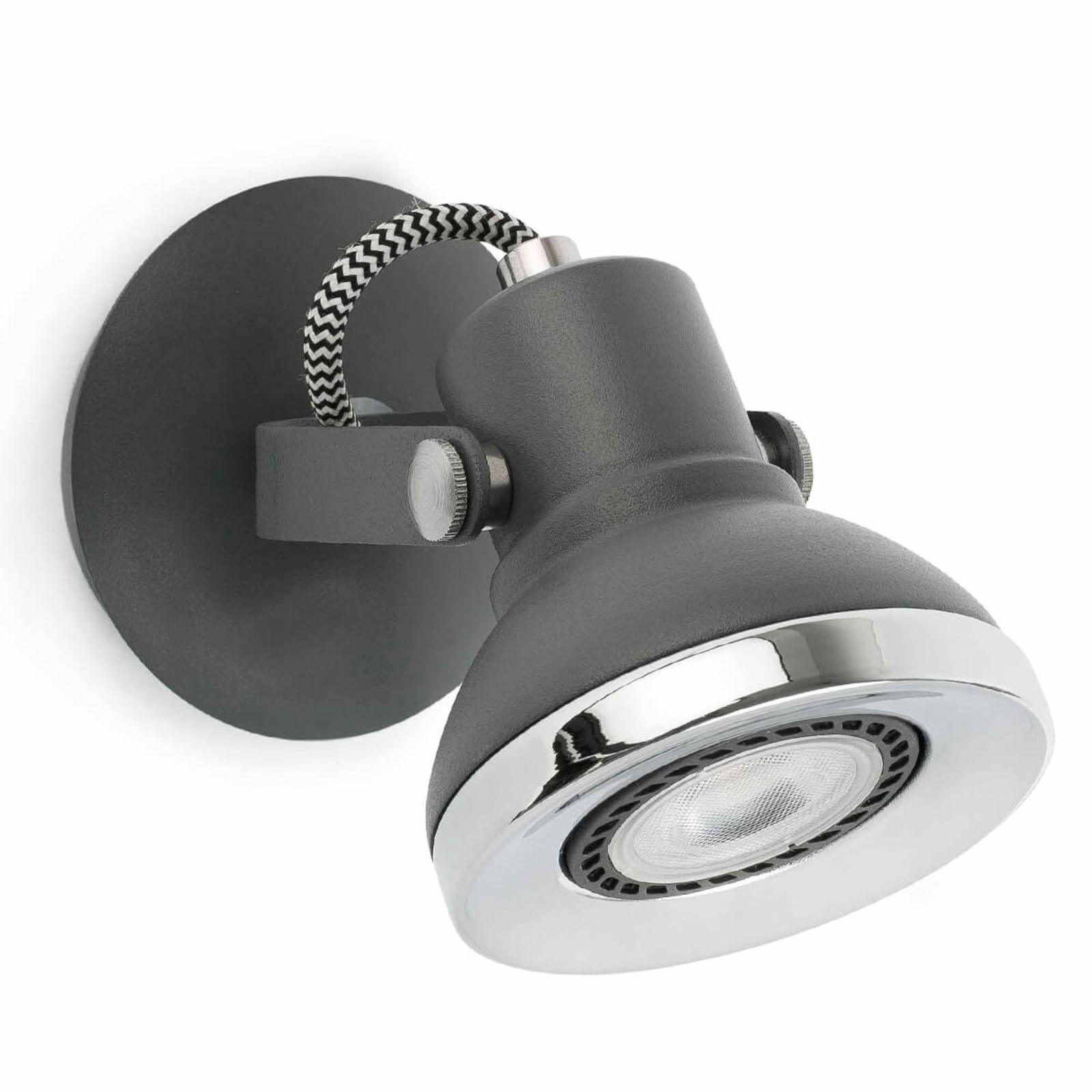 Ring - one-bulb LED wall spotlight in dark grey