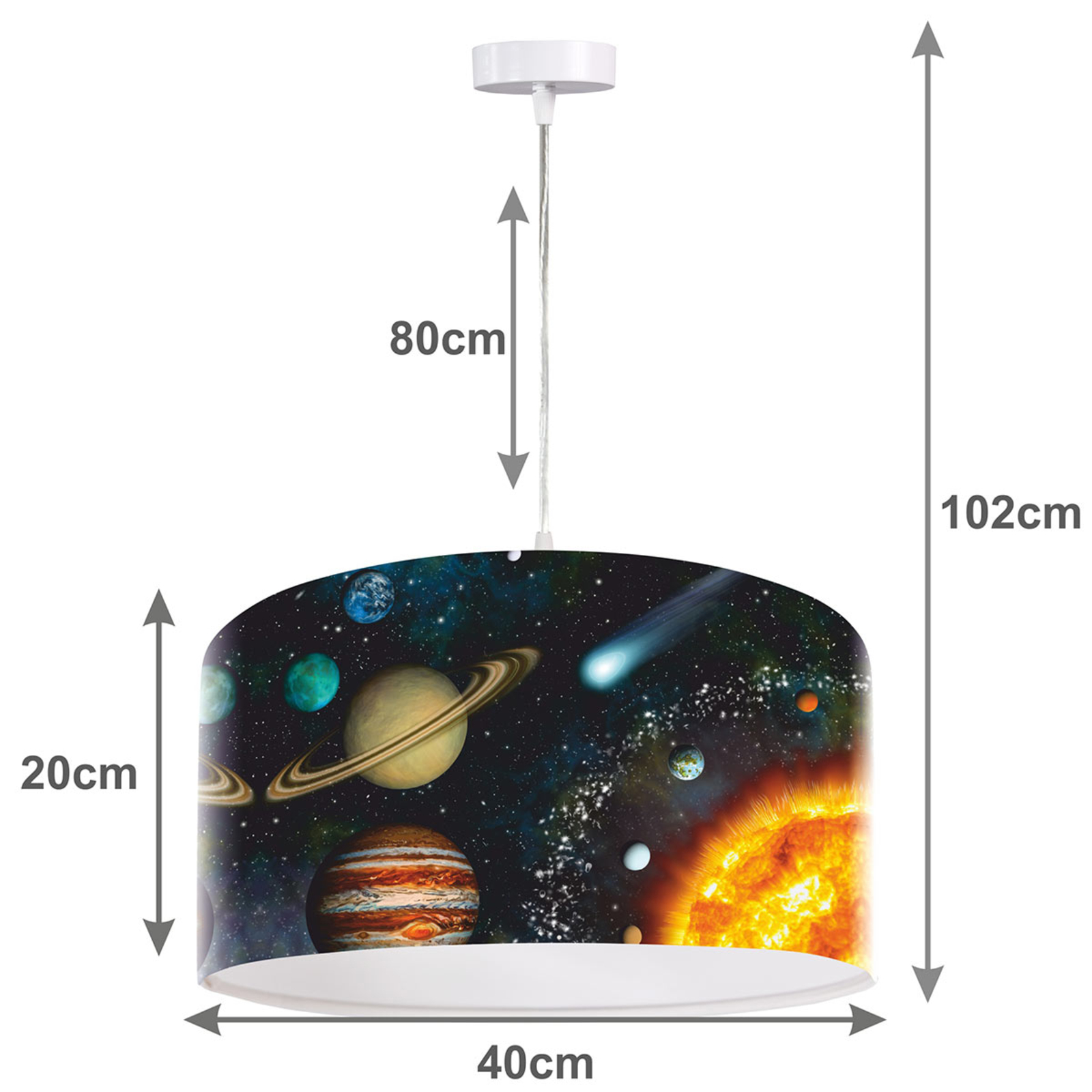 Space pendant light with space print