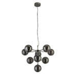Hanglamp Zarath, rookgrijs, glas, 9-lamps, Ø 49 cm