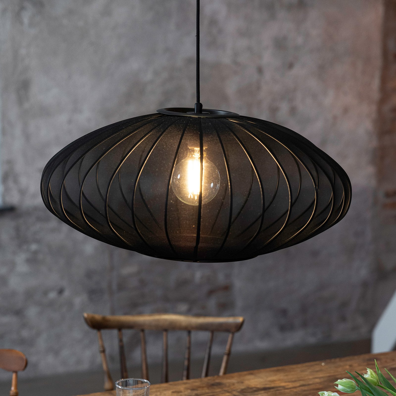 Lampa wisząca Florence, Ø 60 cm, czarna, nylon