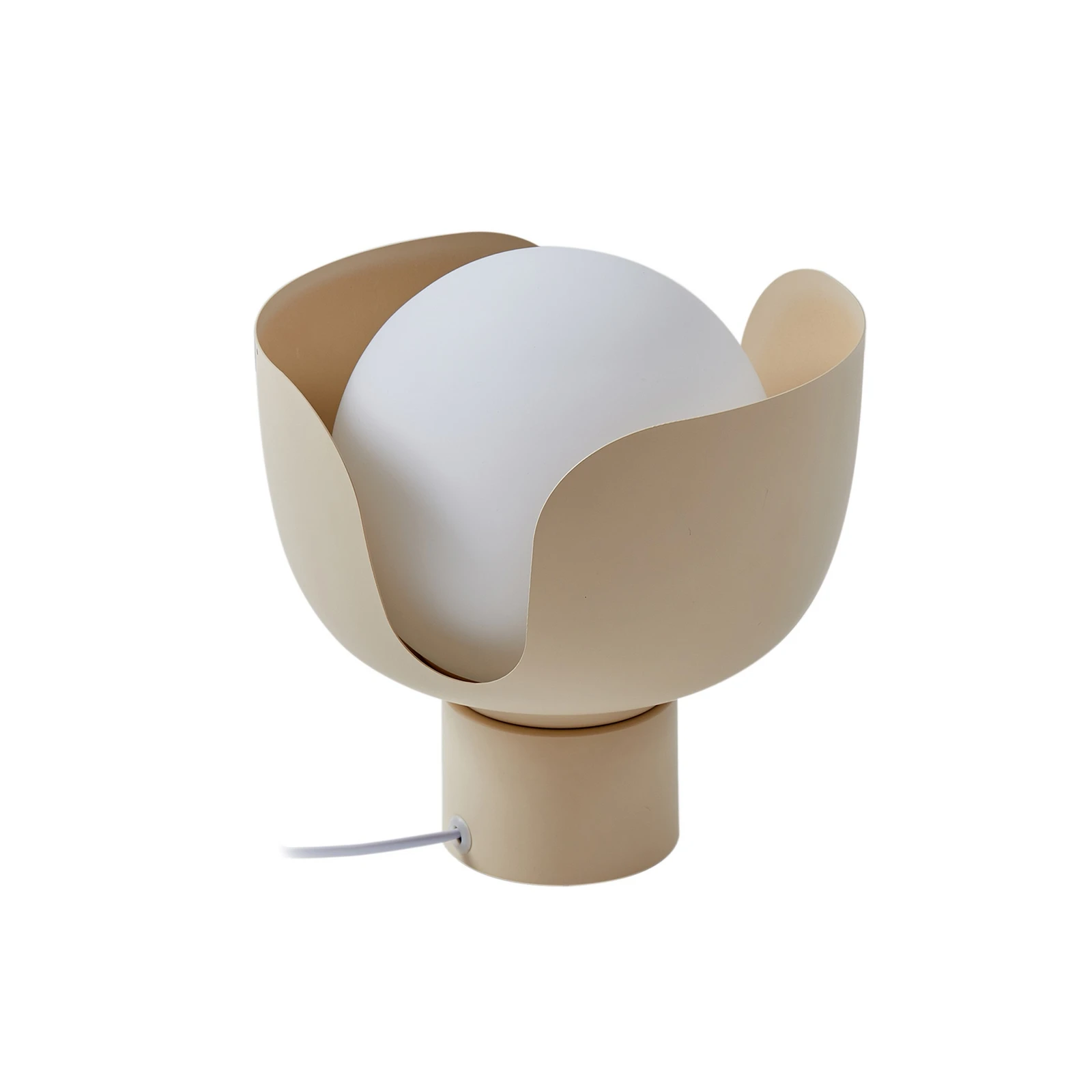 Lindby lampe à poser Fiora, beige, verre, métal, Ø 20 cm