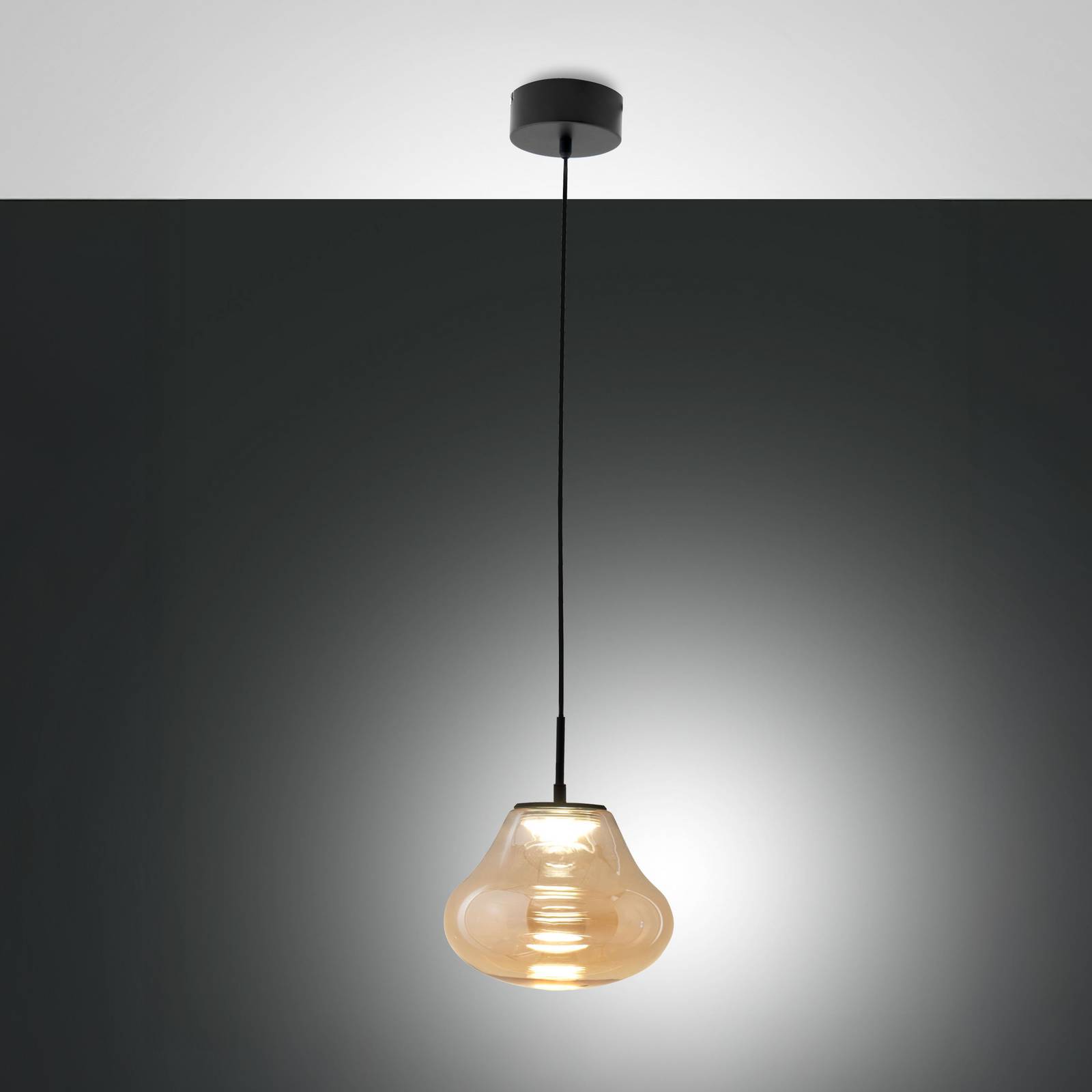 Lampa wisząca LED Deva, bursztynowa, szkło, Ø 25 cm, CCT, ściemniana