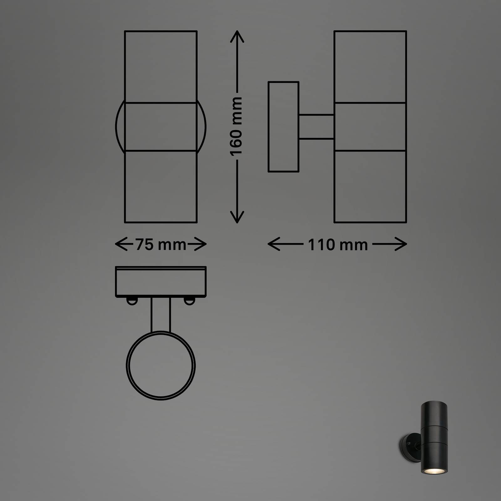 Kinkiet zewnętrzny 3792025 czarny plastikowy góra/dół 2 x GU10