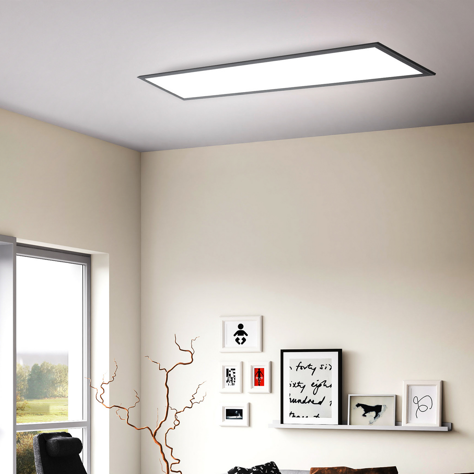 LED paneel Odin met afstandsbediening CCT, 100 x 25 cm, zwart