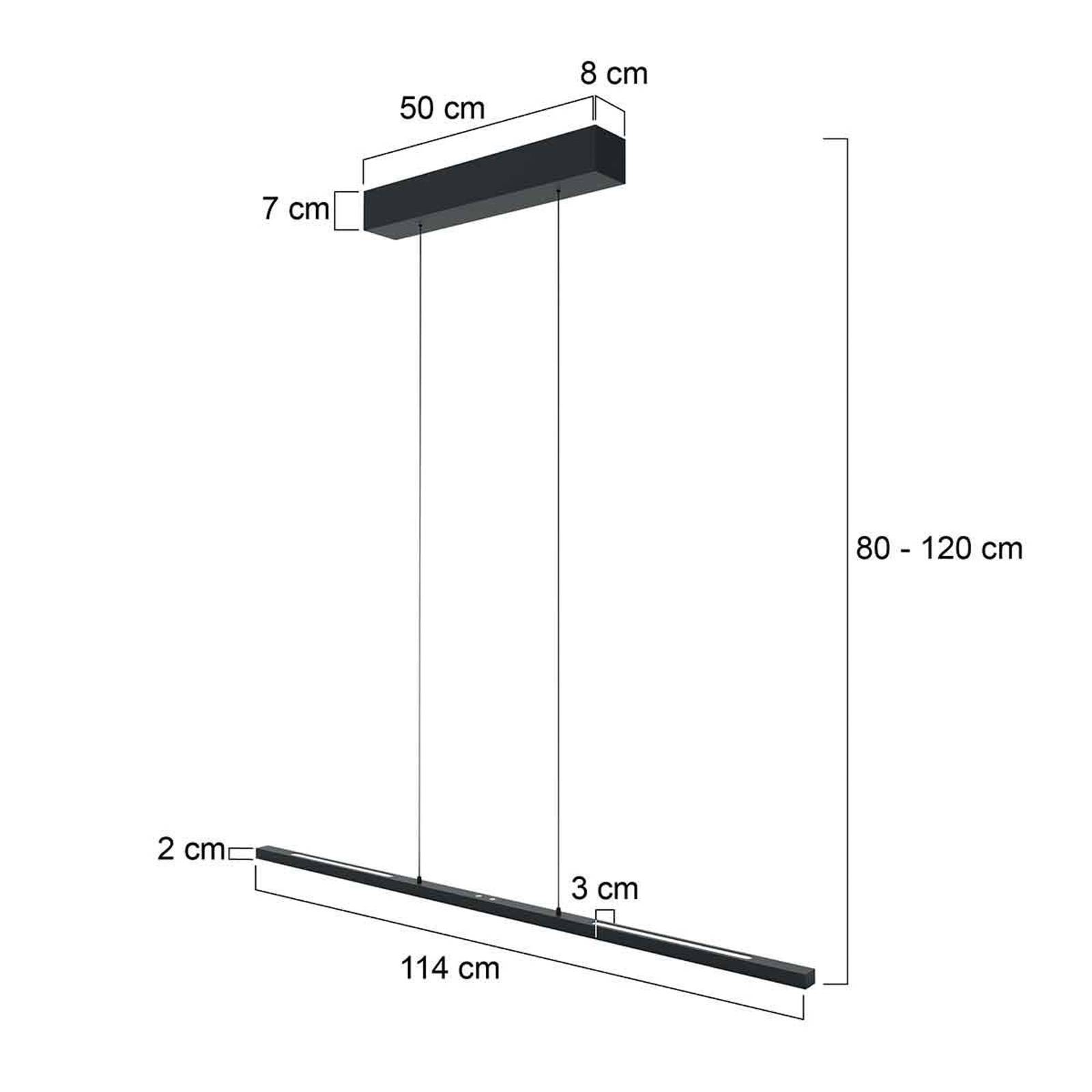 Lampa wisząca LED Bande, góra/dół, czarna, 120 cm, CCT, ściemniany