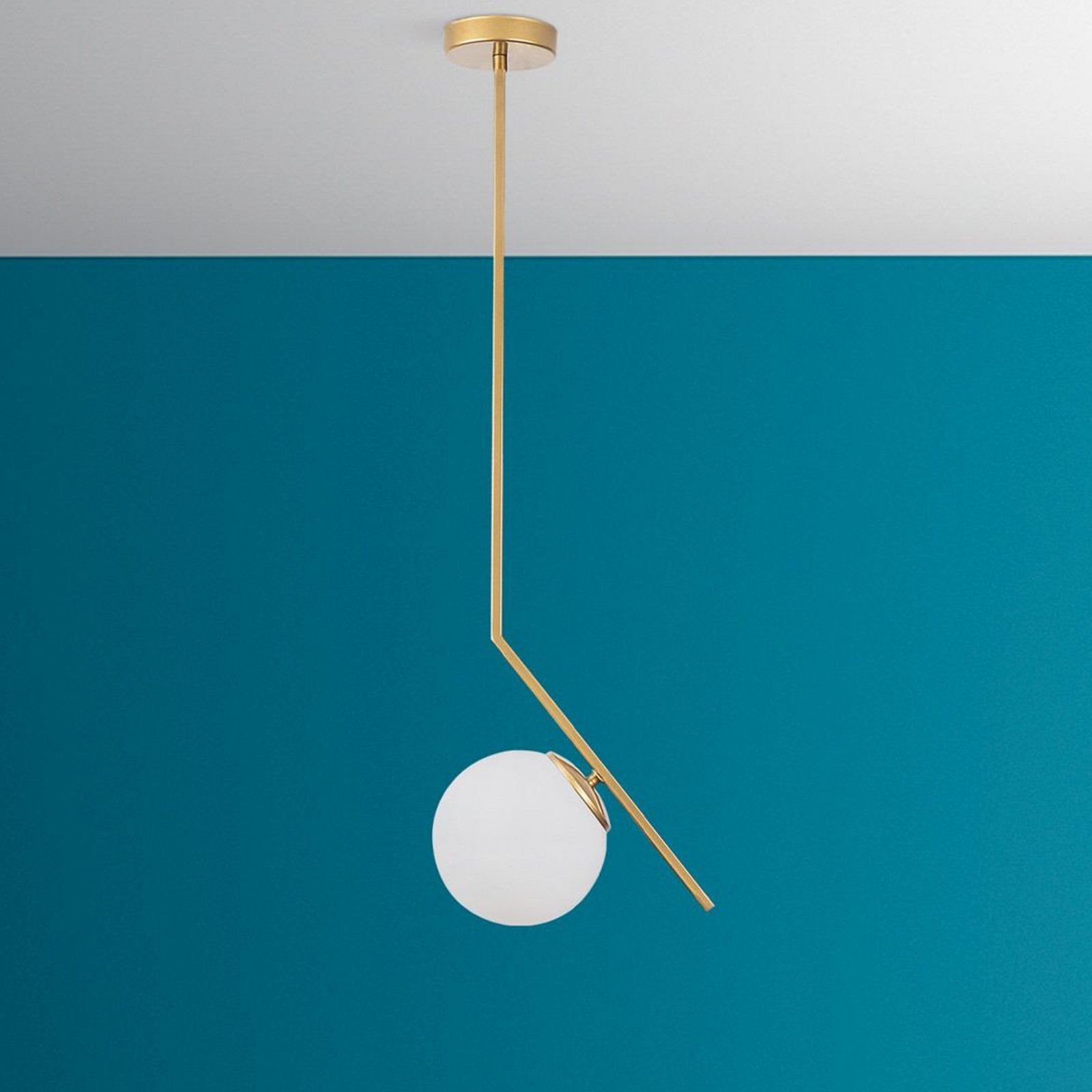 Hängeleuchte Dolunay, 25 cm lang, goldfarben, Glas, E27