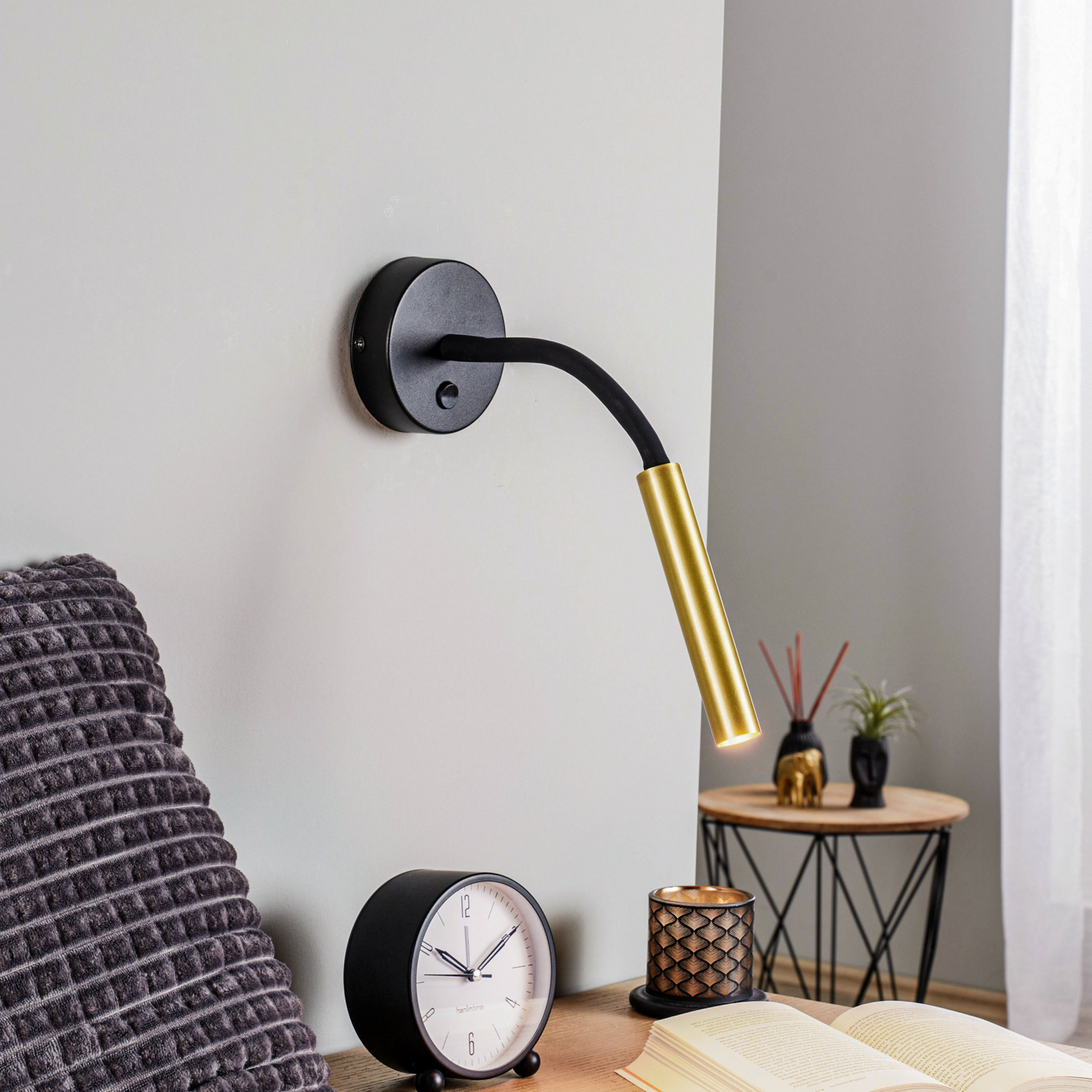 Vegglampe Stalactite fleksibel arm 1 lyskilde messing