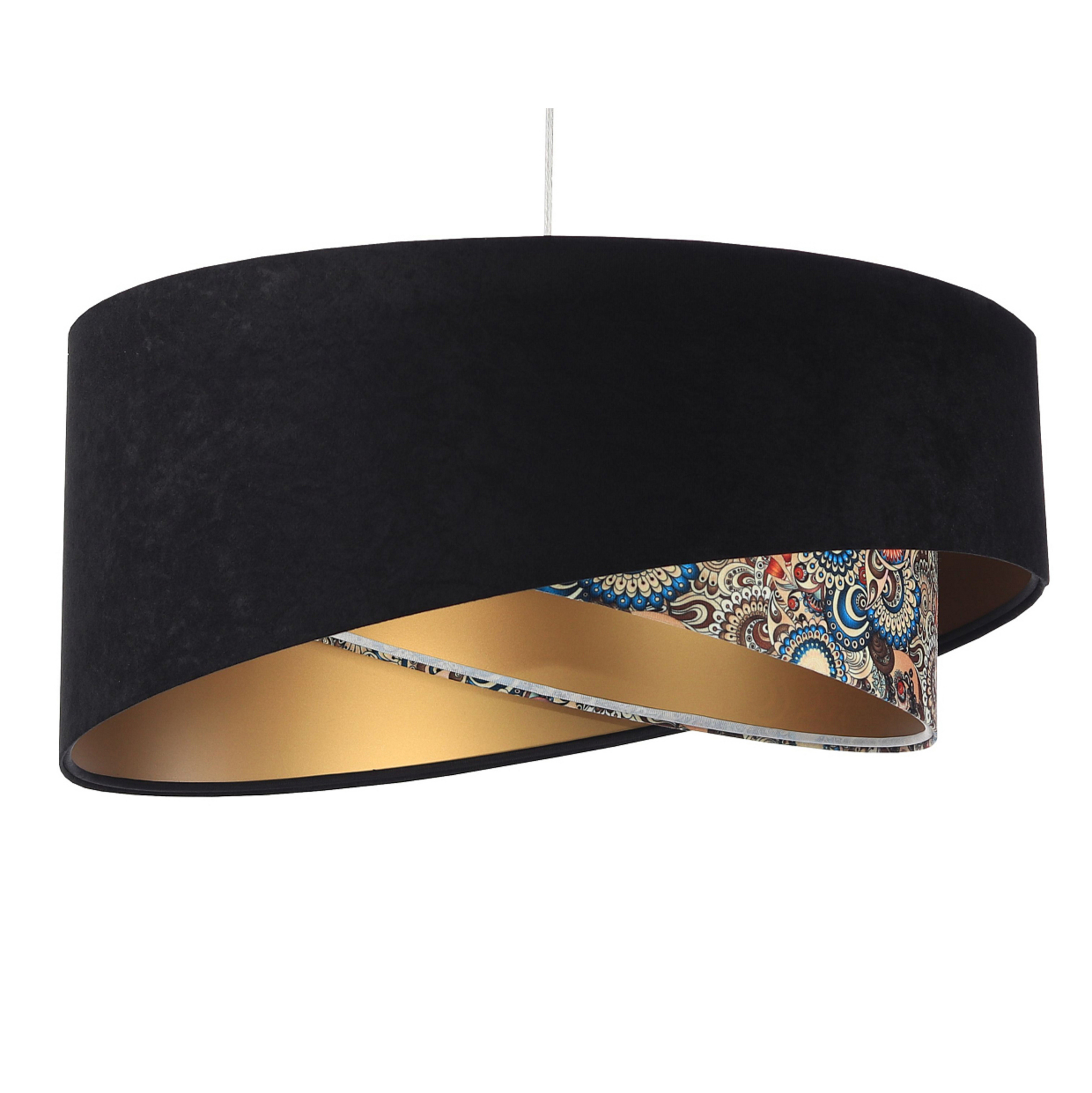 Pendellampe Vivien, trefarvet, sort/farvet/guld