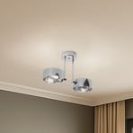 Mado ceiling light, chrome-coloured steel, smoked glass, 2-bulb