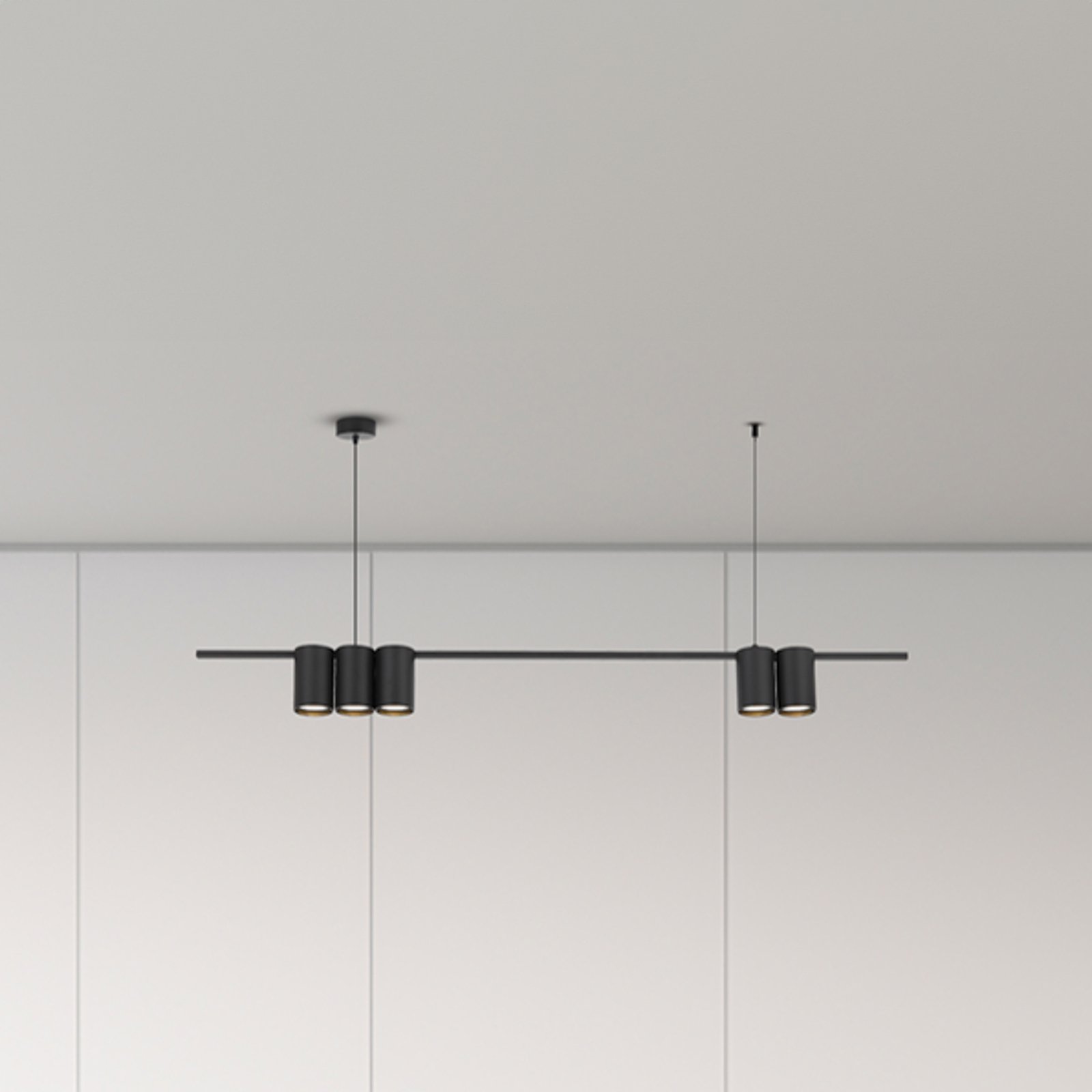 Genesis pendant light, aluminium, black, 5 x GU10, length 100 cm