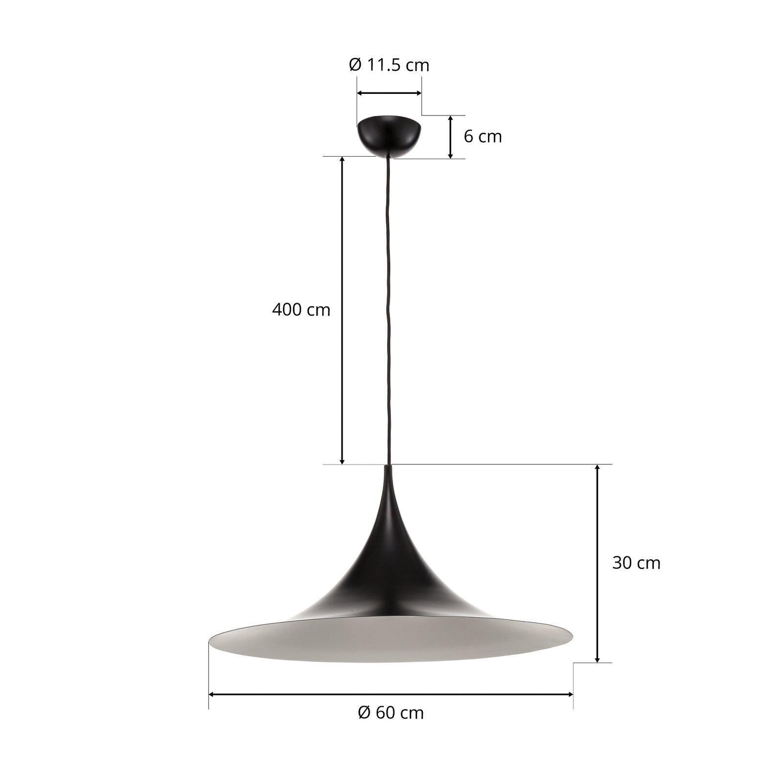 GUBI Полувисулка, Ø 60 cm, черна